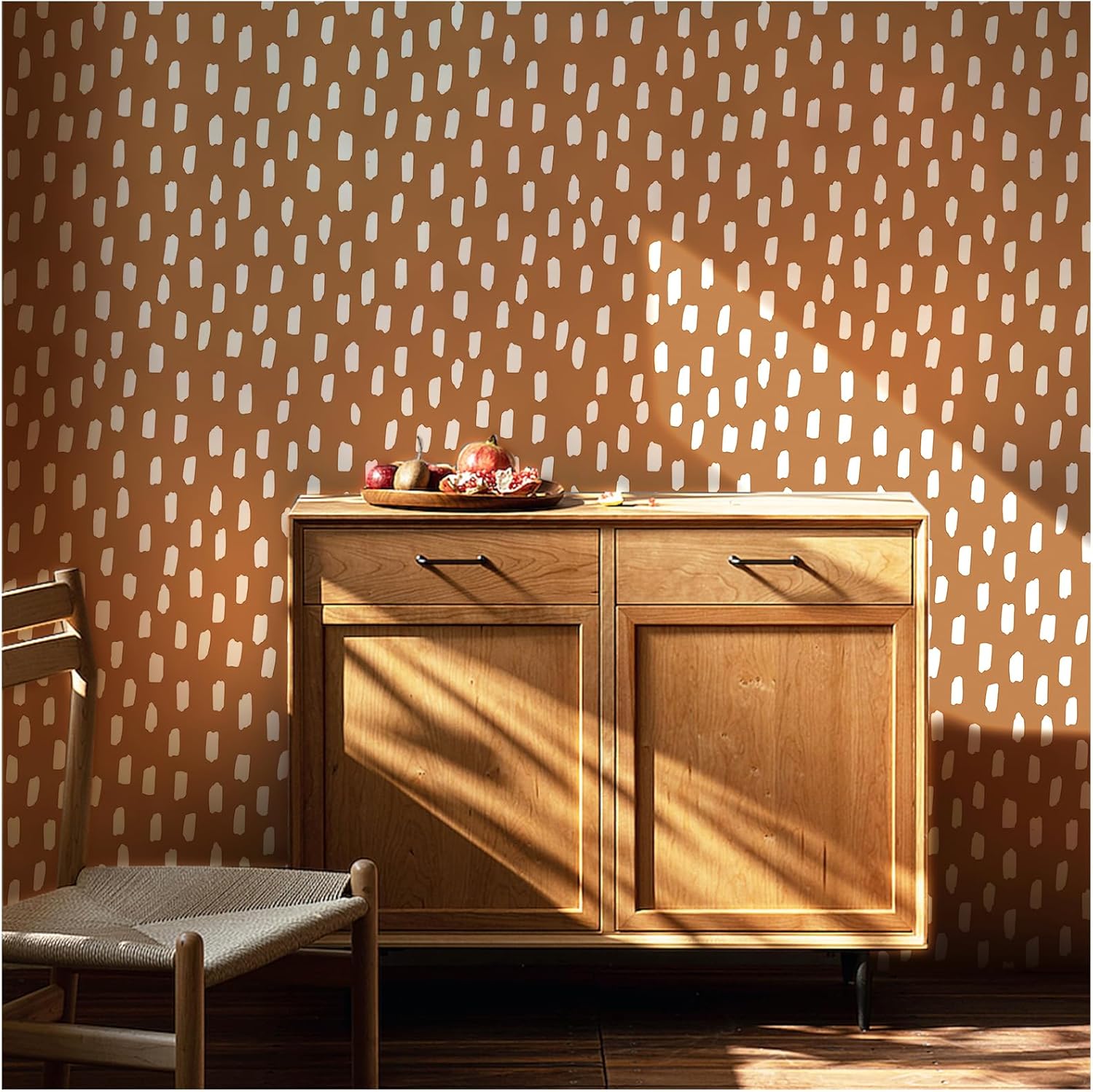 HAOKHOME Peel and Stick Wallpaper Boho Modern Dots Wall Paper Removable for Bathroom Caramel/White Contact Paper 17.3in x 32.8ft