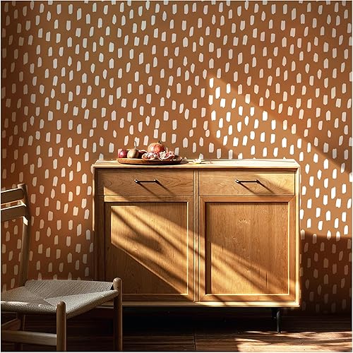 Vista 60 de HAOKHOME Papel tapiz para despegar y pegar, diseño de puntos modernos y bohemios, extraíble, para baño, color caramelo/blanco, papel de contacto