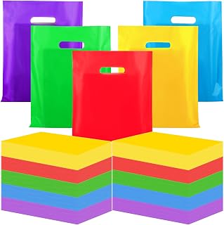 Kosiz 1000 Pcs Plastic Merchandise Shopping Bag Bulk 9 x 12'', Multicolor