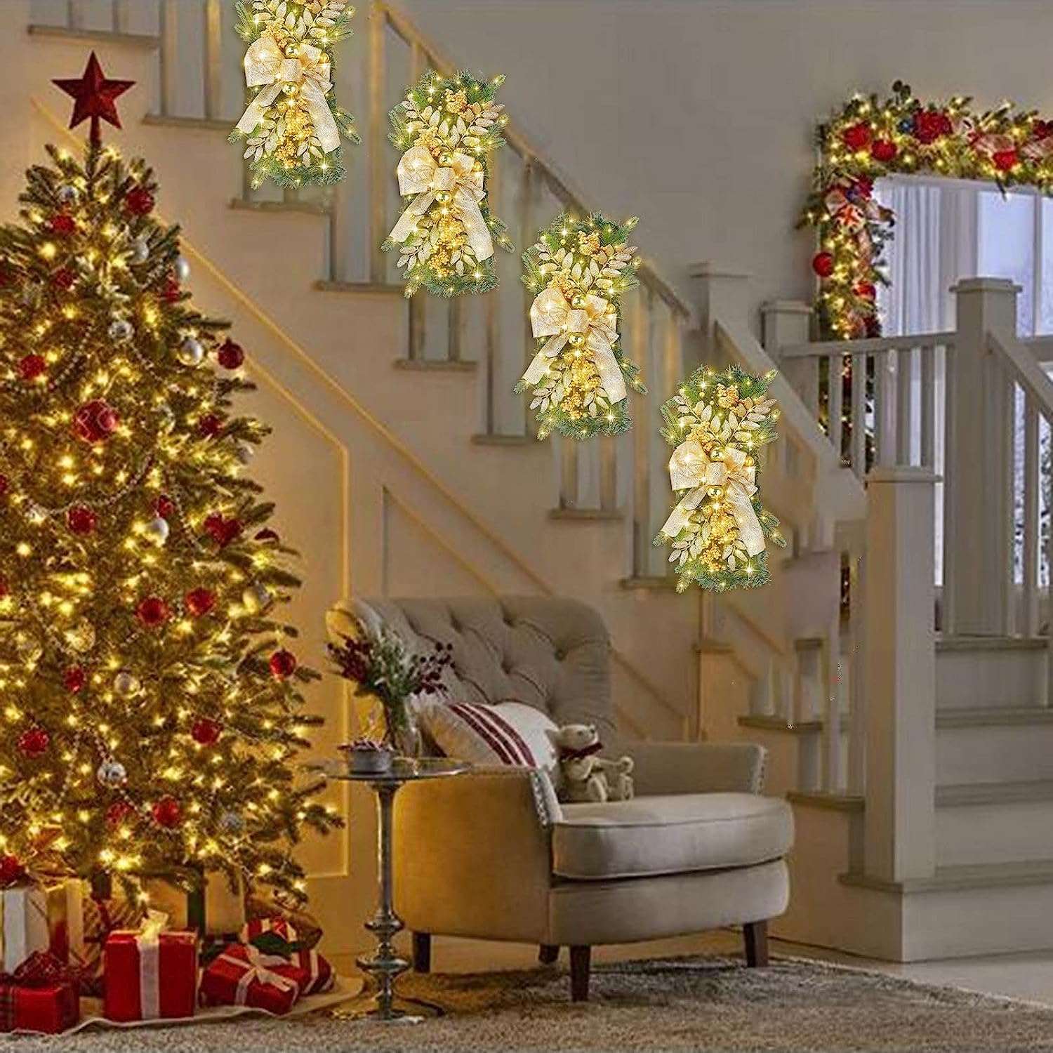 Ghirlanda natalizia artificiale pre-illuminata da 270cm con luci LED