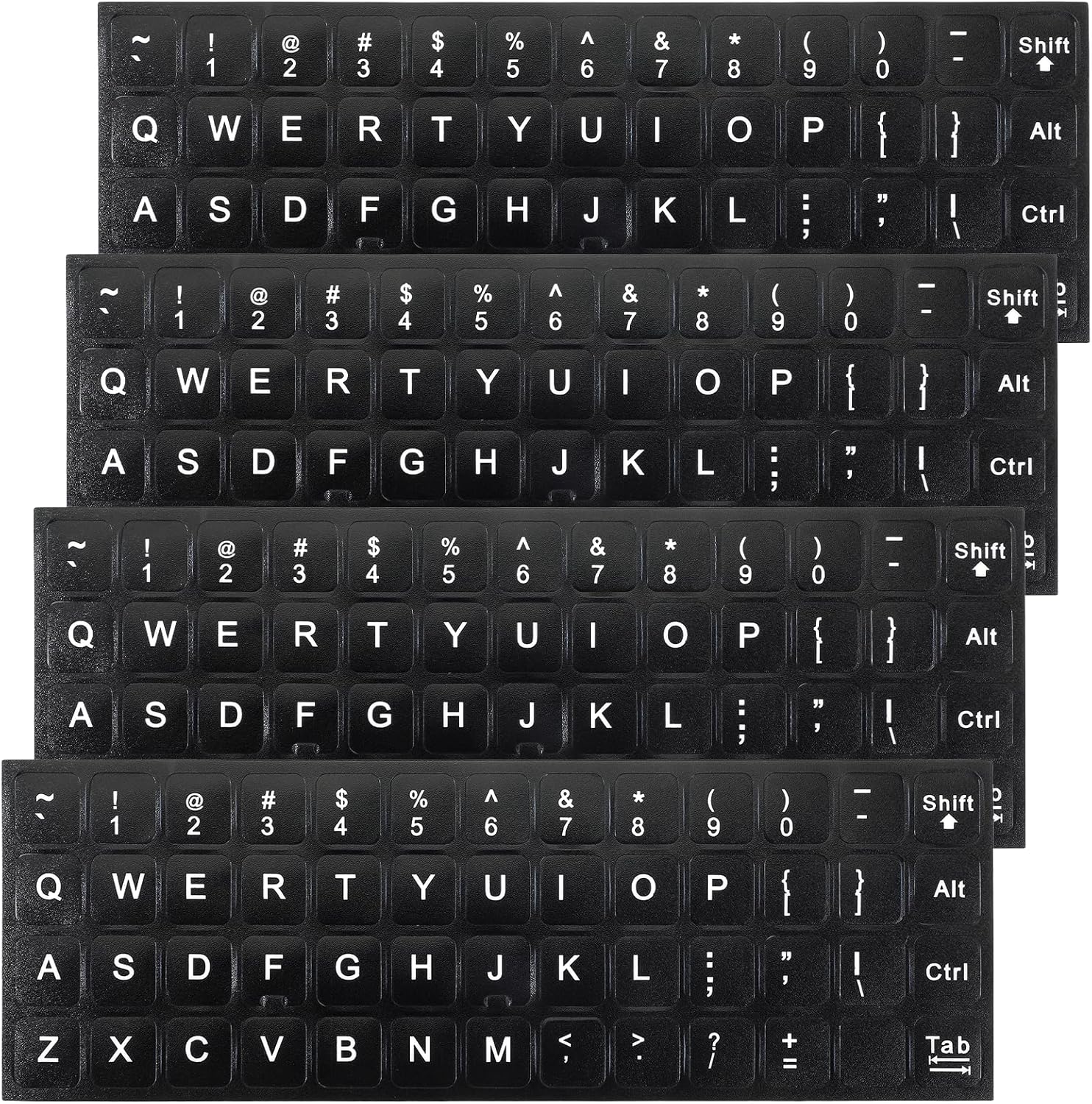 4PCS Pegatinas Letras Teclado Fondo Negro Blanco miniatura 1