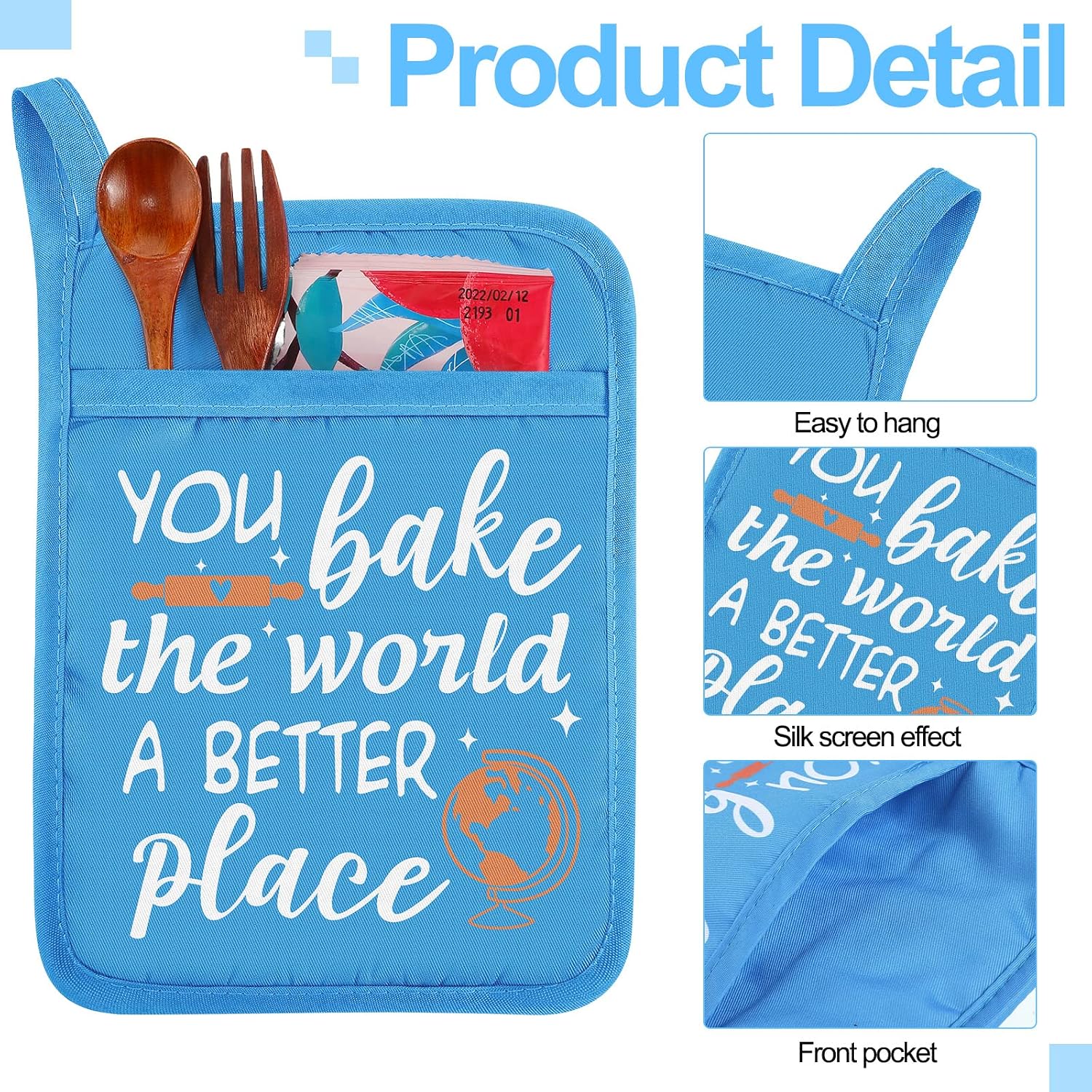 Tessco for You 6 Pcs Teacher Appreciation Gifts Pot Holders with Pockets Heat Resistant Oven Mitt Set for Baking and Cooking Teacher Appreciation Week Supplies End of Year Party Favors image 5