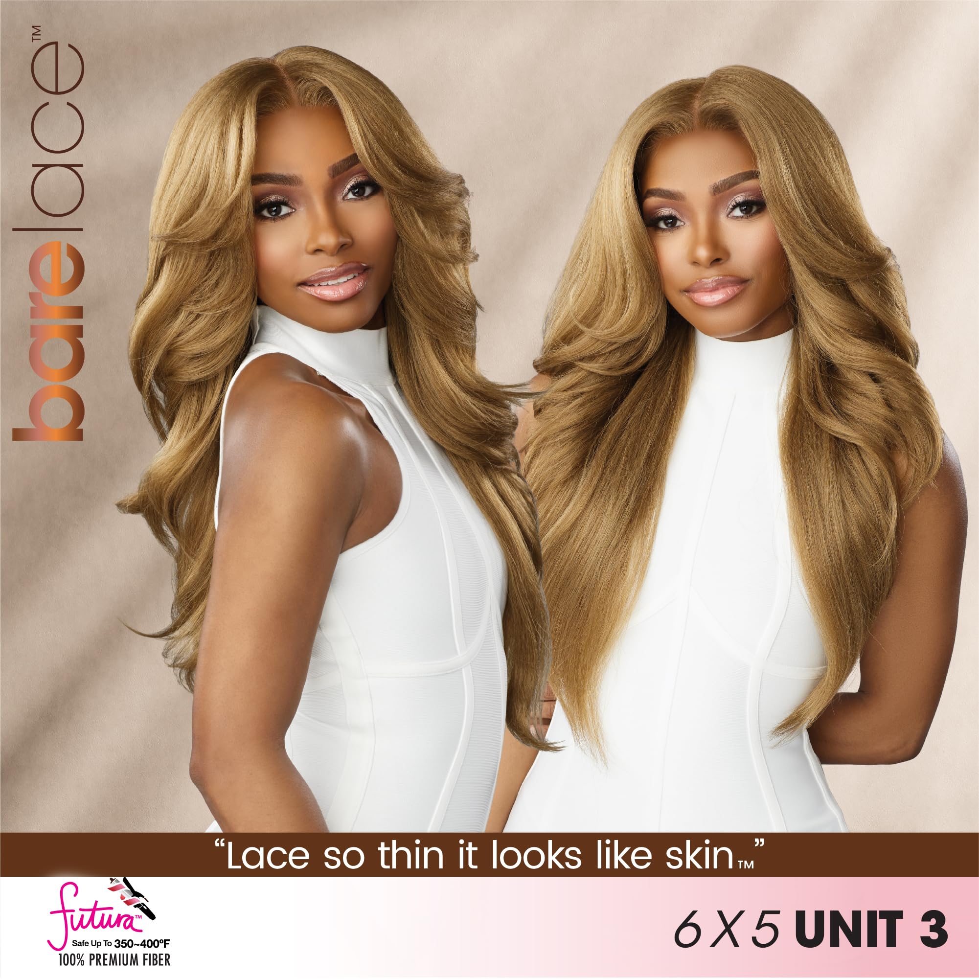 Sensationnel Bare Lace 15.2 x 15.2 cm, unidad 3, 1B negro apagado | Encaje frontal, sintético, sin pegamento, 180 grados, línea capilar prearrancada