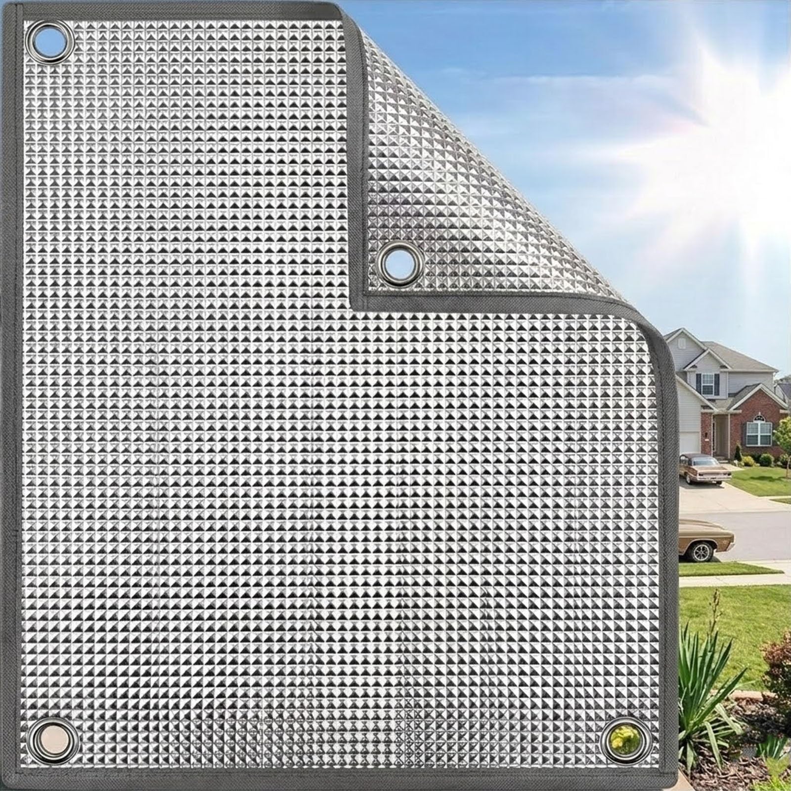 Sun Blocking Aluminium Foil Insulation Window Film, Anti UV Double Reflective Privacy Cover, Day Sleeper Room Darkening Shade with Suction Cups for Skylight Conservatory Garage(Gray,55x100cm)