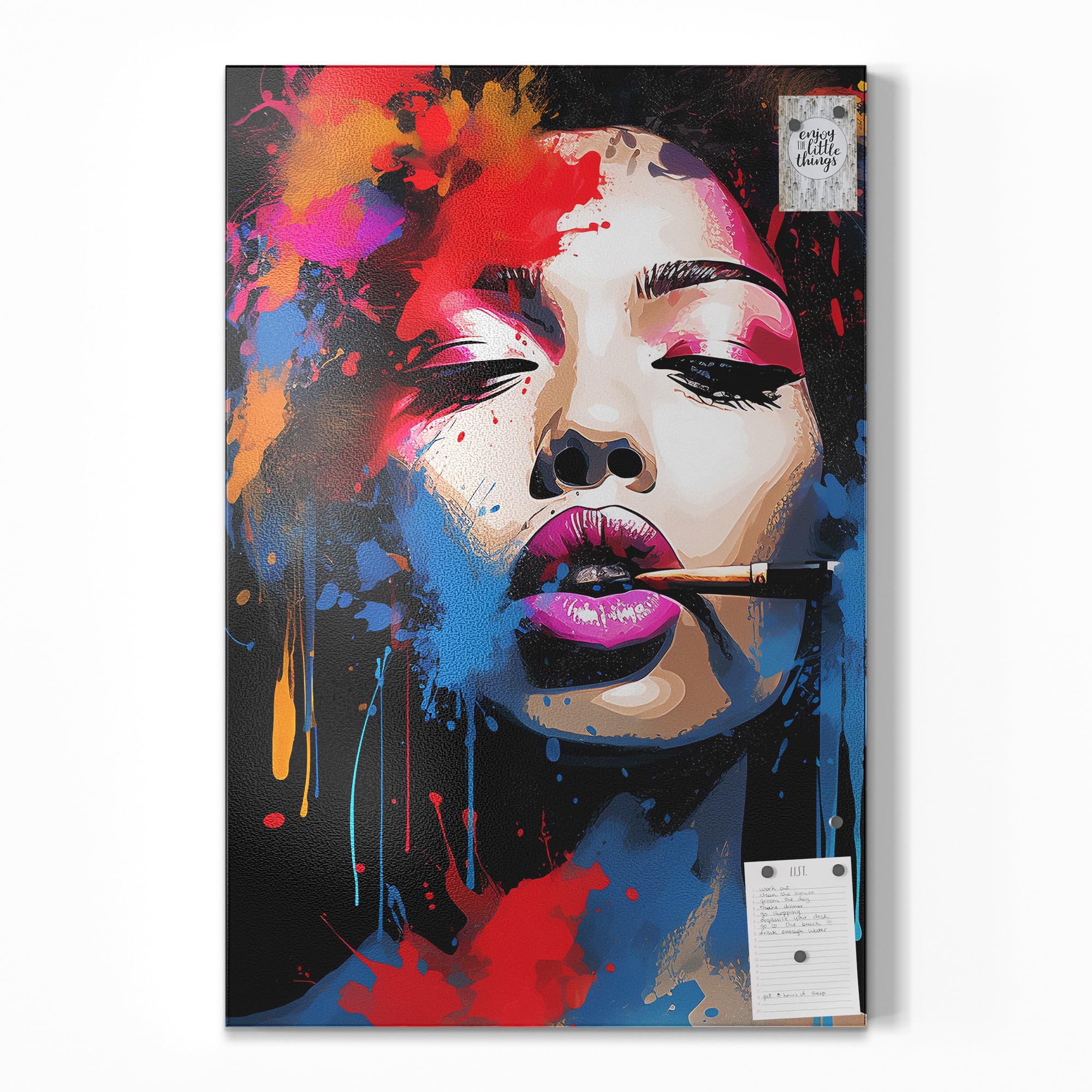 Metalowa tablica magnetyczna, wymiary 60 x 90 cm, motyw "Poezja wizualna", tablica suchościeralna na wszystkie magnesy, tablica magnetyczna do kuchni i biura, designerska tablica do