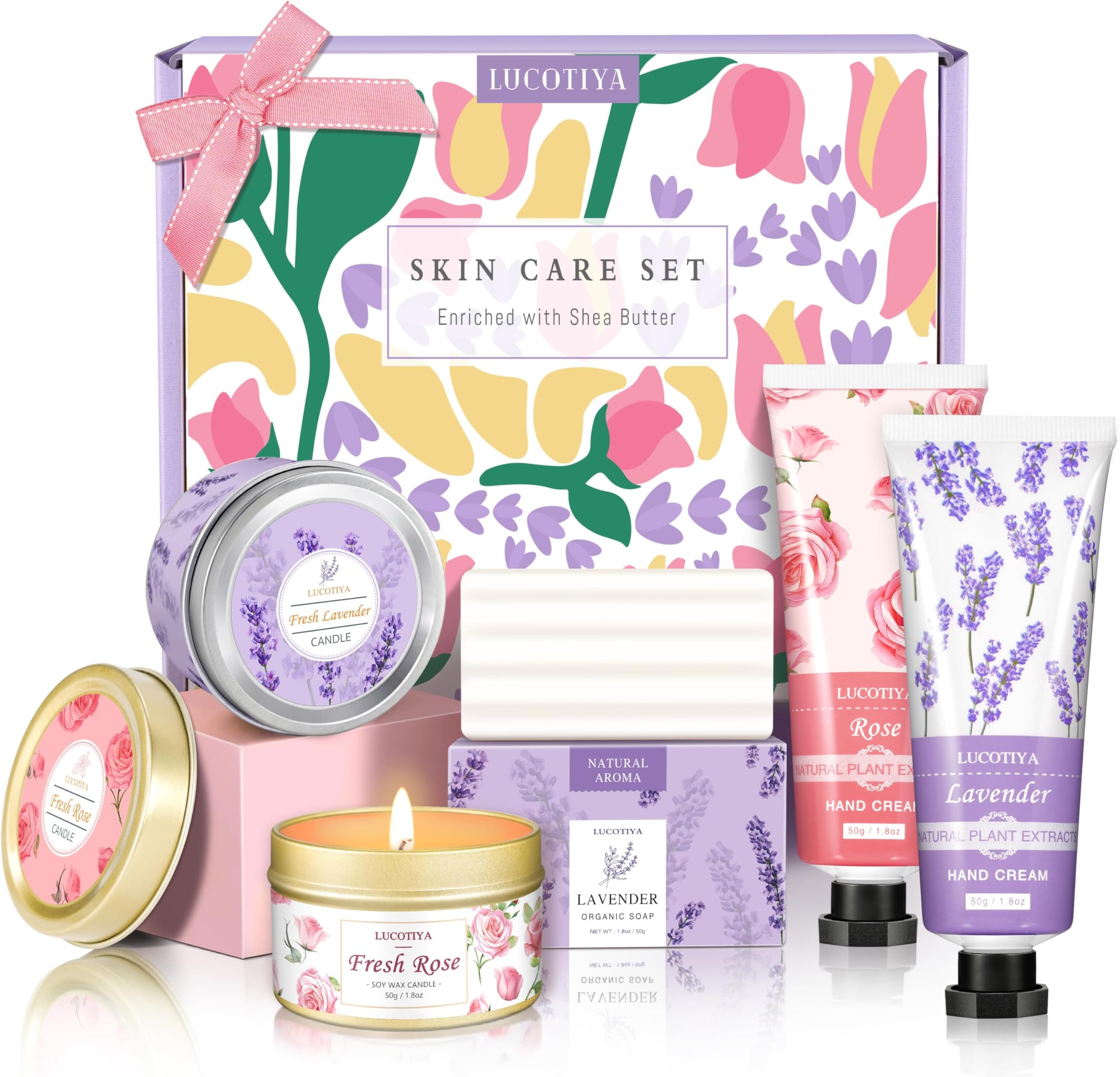 Gifts for Women, Birthday Gifts for Women,Lavender Rose Spa Gift Baskets,Thank You Gift Relaxing Self Care Gift for Mom, Sister,Teacher,Wife ,Female Friends, Coworker