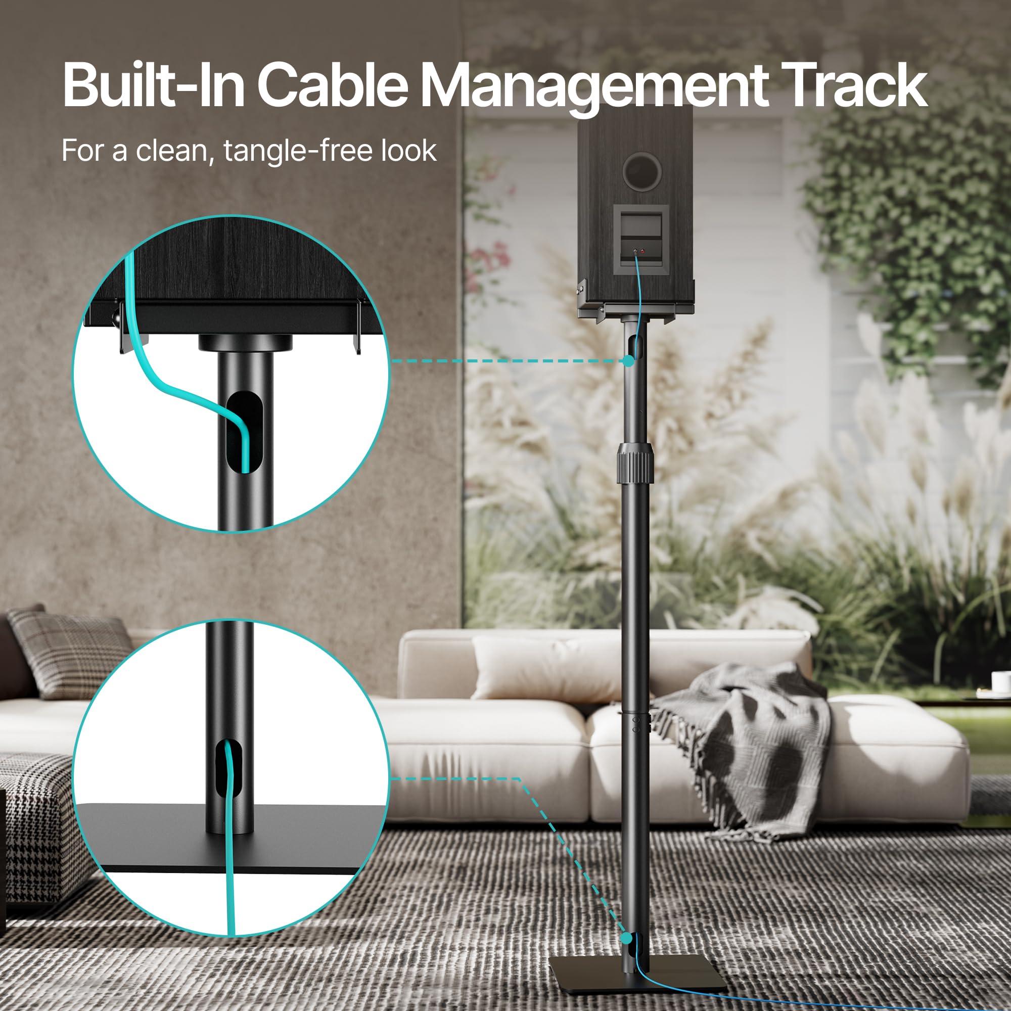 Pegzone Supporto universale per altoparlanti, altezza regolabile da 85,8 cm a 112,8 cm, portata 5 kg, compatibile con Bose/JBL/Sony, nero, set da 2 (coppia)