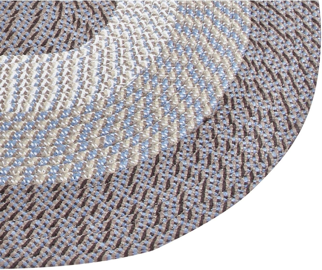 Better Trends Country Braid Collection 3 Piece Set Durable & Stain Resistant Reversible Indoor Oval Area Rug 100% Polypropylene in Vibrant Colors, 20"x30"/20"x30"/24"x72", Natural Blue Stripe