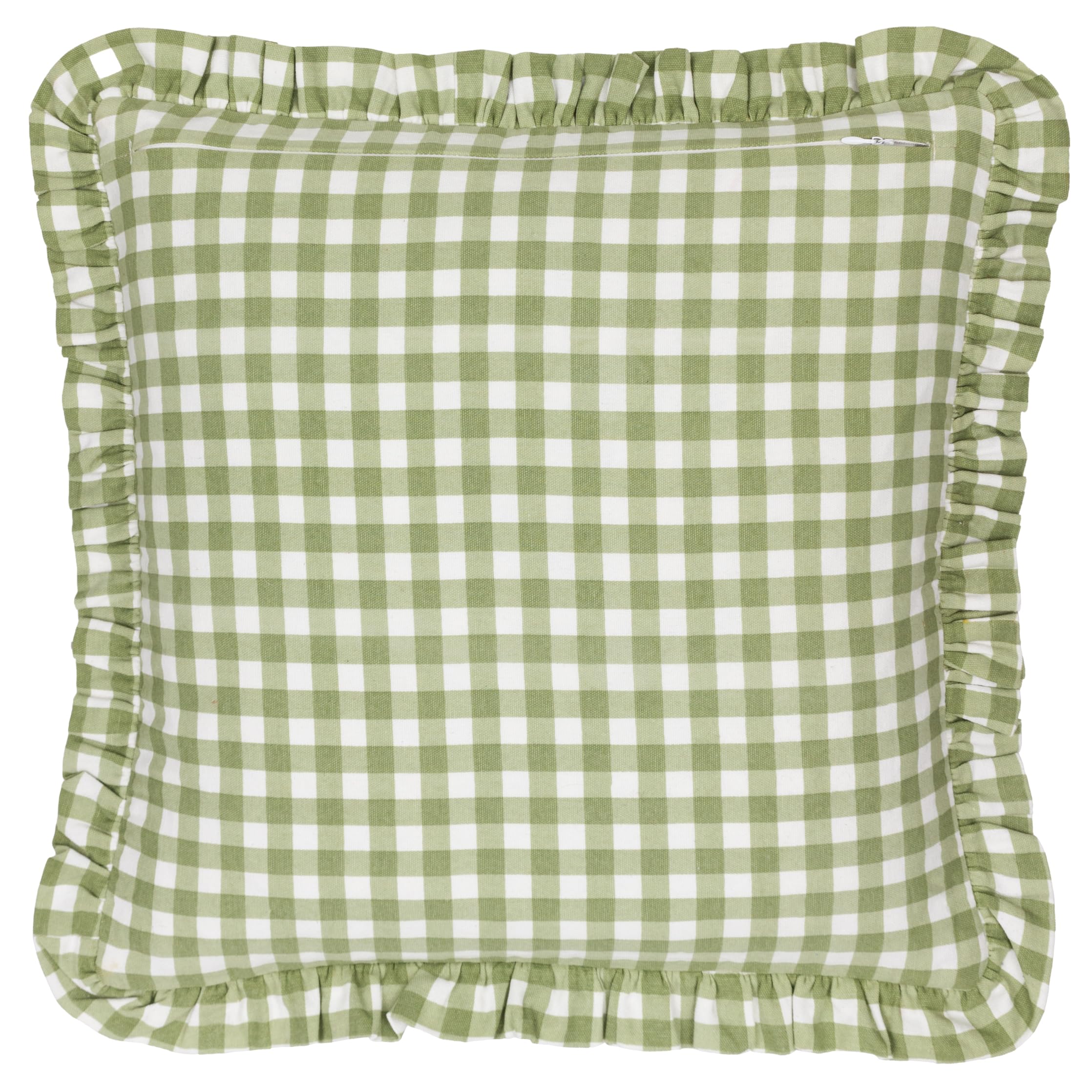 furn. Maude Gingham Cotton Piped Cushion Cover, Sage, 45 x 45 cm (Pack of 1) - Image 2
