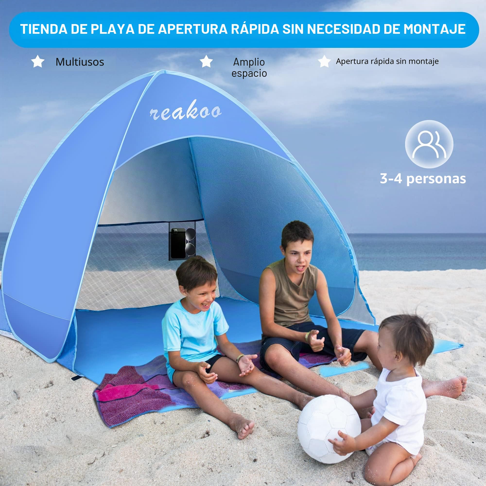 Tienda de Playa Pop Up, Automático Carpa Playa, Instantánea Portátil UPF 50+ Tienda Playa