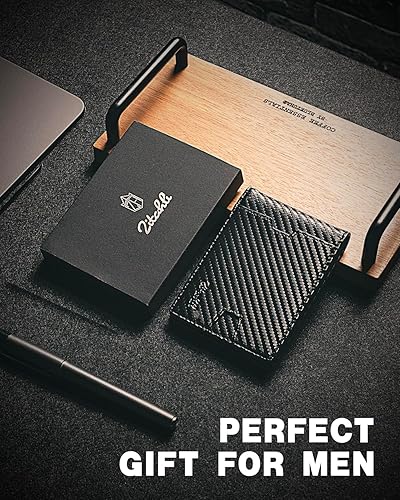 Miniatura 5 de Zitahli Cartera delgada para hombre con compartimento para billetes cartera de cuero RFID plegable para hombre bolsillo frontal tarjetero