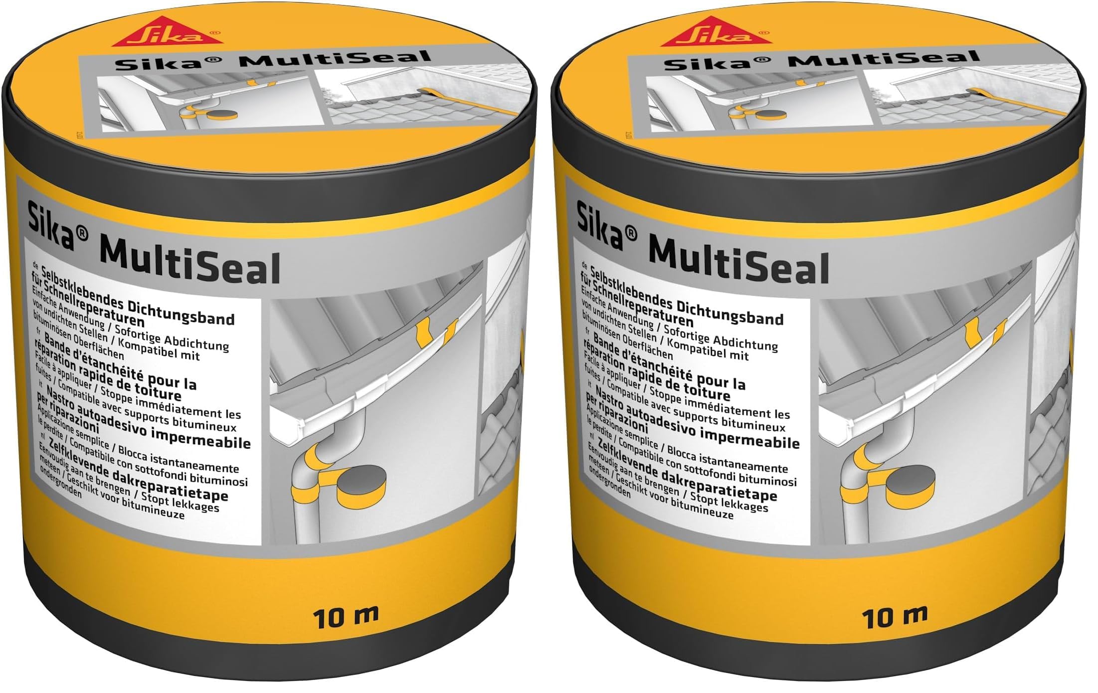 SIKA - Ruban d'étanchéité - CompositionneMultiSeal - Gris - Ruban d'étanchéité auto-adhésif bitumineux - Facile à utiliser - Résistant aux UV - 10m x 150mm (Lot de 2)