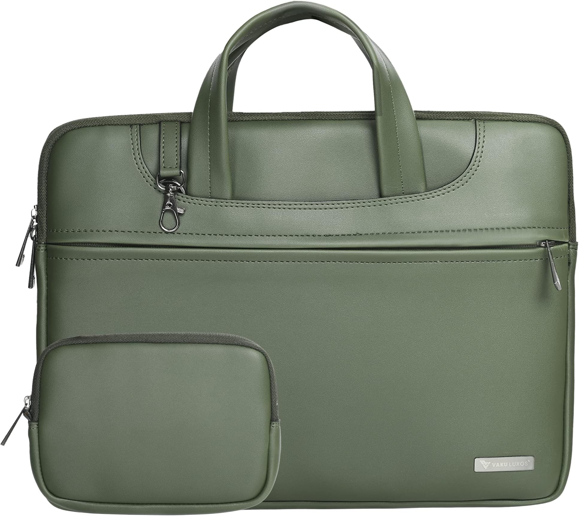 Vaku Luxos® DA Italiano 14 Inch Laptop Bag Leather Collection Messenger Organizer Shoulder Sling Office Bag for Men & Women with Free Hard Disk Laptop and up to MacBook 15" (Green)