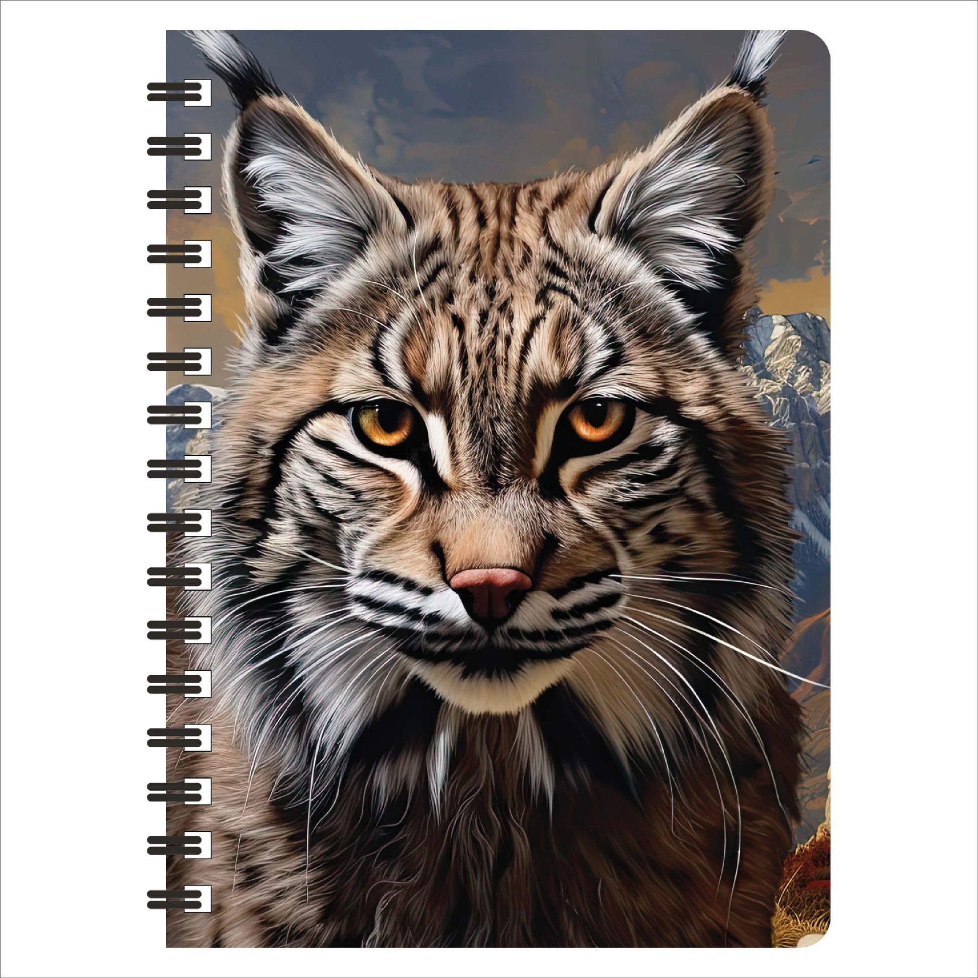 3D LiveLife Jotter - Bobcat from Deluxebase. Lenticular 3D * A6 Spiral Notebook with plain recycled paper pages. Artwork licensed from renowned artist David Penfound — image 1