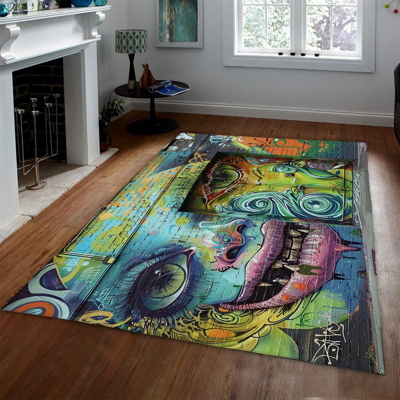 Tapis pour la chambre à coucher street graffiti coloré grand modèle 160x200 cm