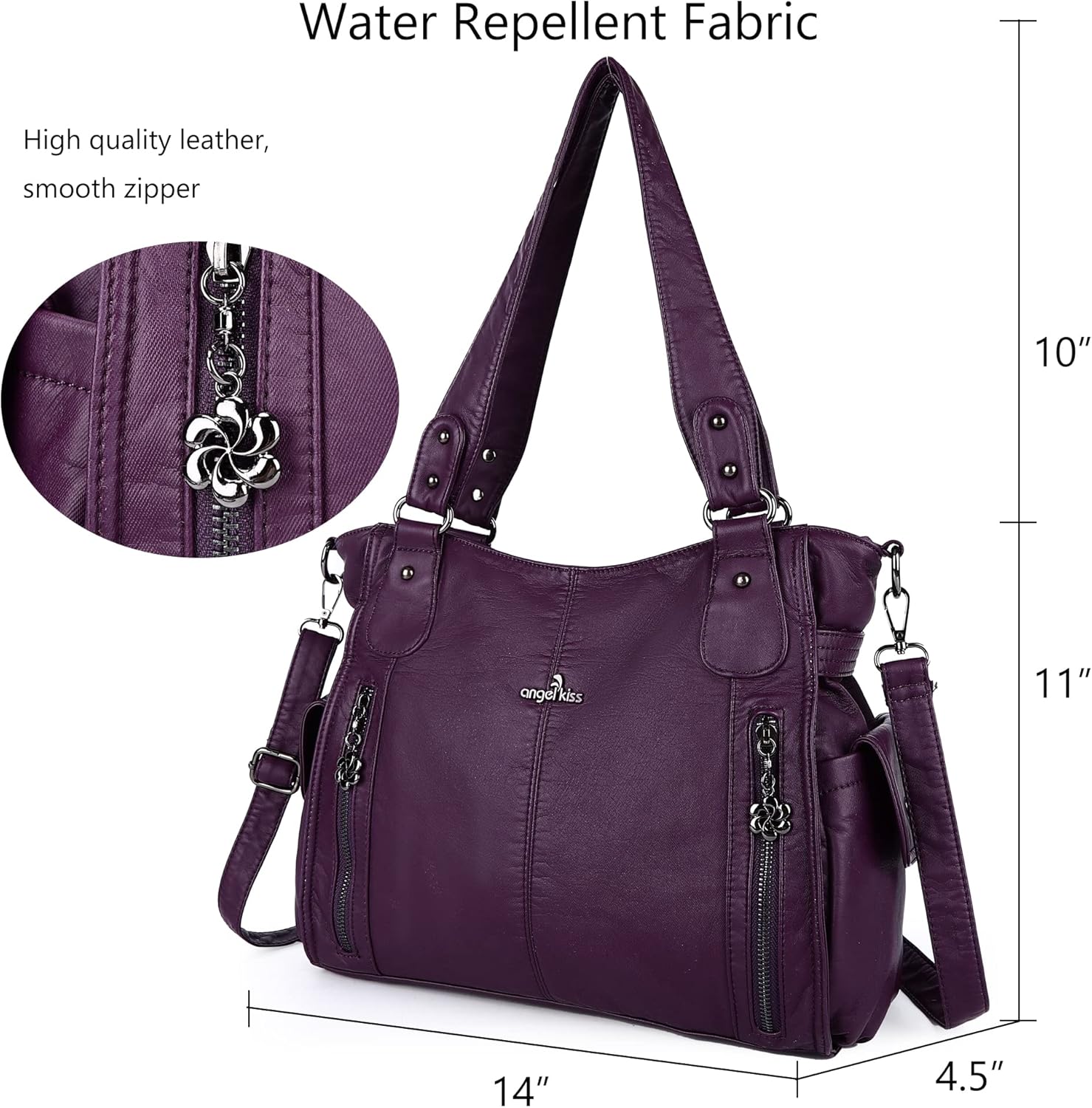 Angel Kiss Handbags for Womens Top-Handle Hobo Purse Roomy Casual Shoulder Bags PU Tote Satchel Purse for Women - Image 5