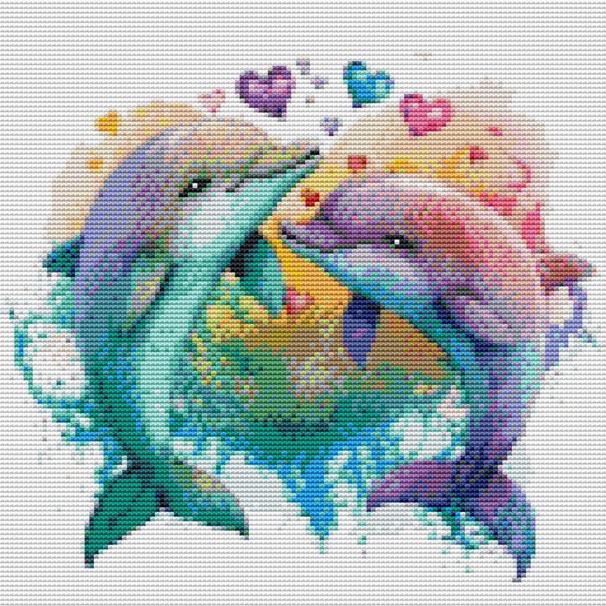 Awesocrafts Dolphin Cross Stitch Stamped Kits Easy Patterns Cross Stitching Embroidery Needlework Kit Supplies