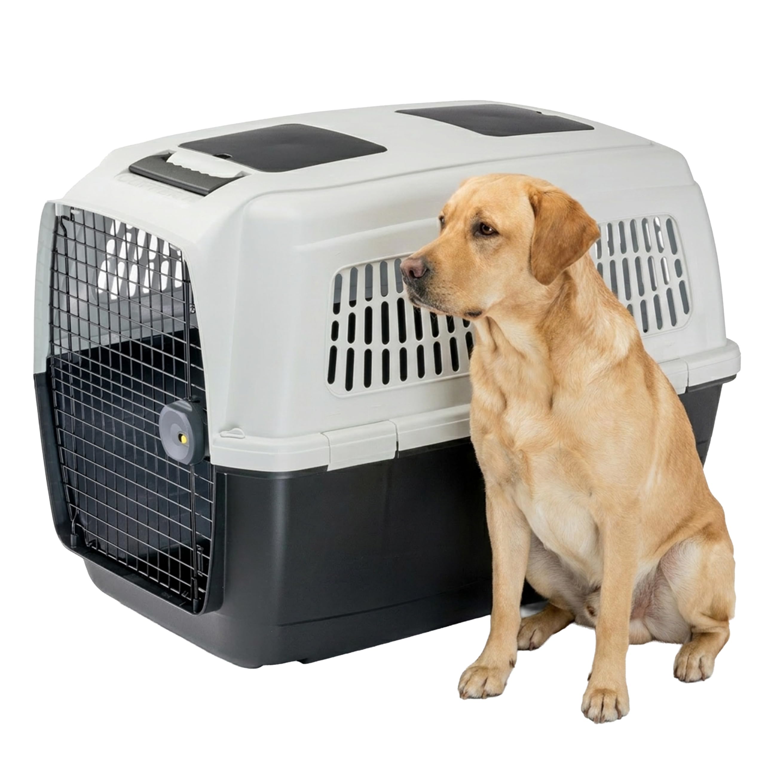 Ferplast Trasportino Cane CLIPPER PLUS, IATA, Trasportino Cane Taglia Grande max 45 Kg, Trasportino Rigido, Chiusura Sicura, con Doppio Vano per Accessori, Maniglia Estraibile, 93 x 65 x h 68 cm
