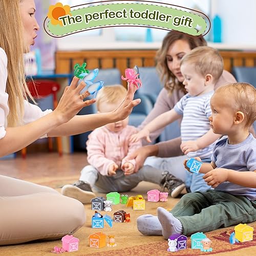 Miniatura 7 de Poen Juego de 2 juguetes de aprendizaje para mayores de 18 meses, 20 juguetes de animales de granja, 10 juguetes de animales del océano, marionetas