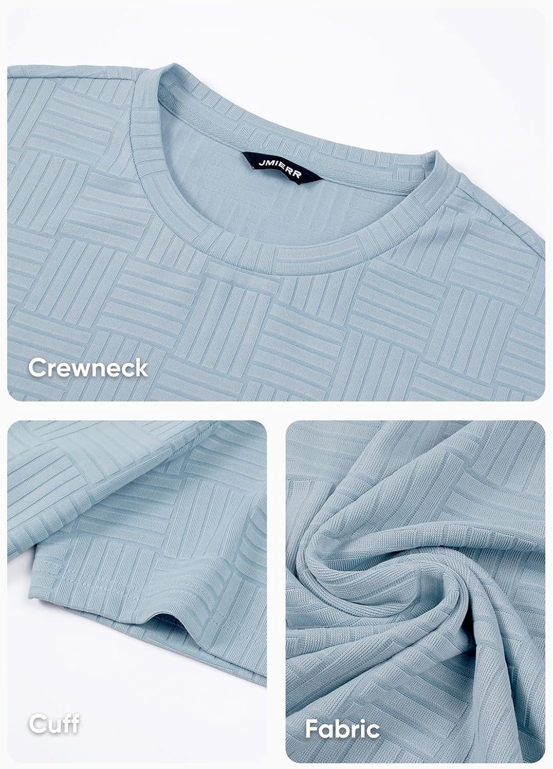 JMIERR Mens T-Shirt Casual Stretch Solid Crewneck Short Sleeve Tees Textured Shirts - Image 8