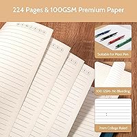 Vista 8 de Yoment Leather Journal Notebooks for Work Refillable 224 Page 100 GSM Thick 5 Subject Notebook with Removable Dividers Tabs Hardcover Notebook for