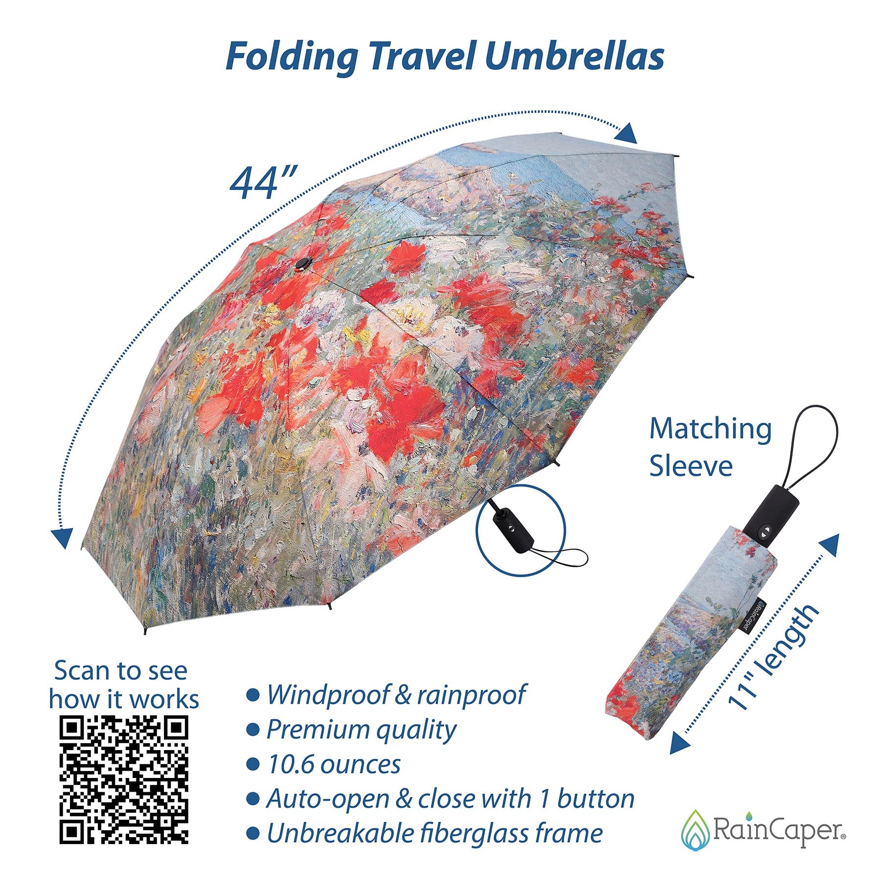 RainCaper Faltbare Reise-Regenschirme (Celias Garten)