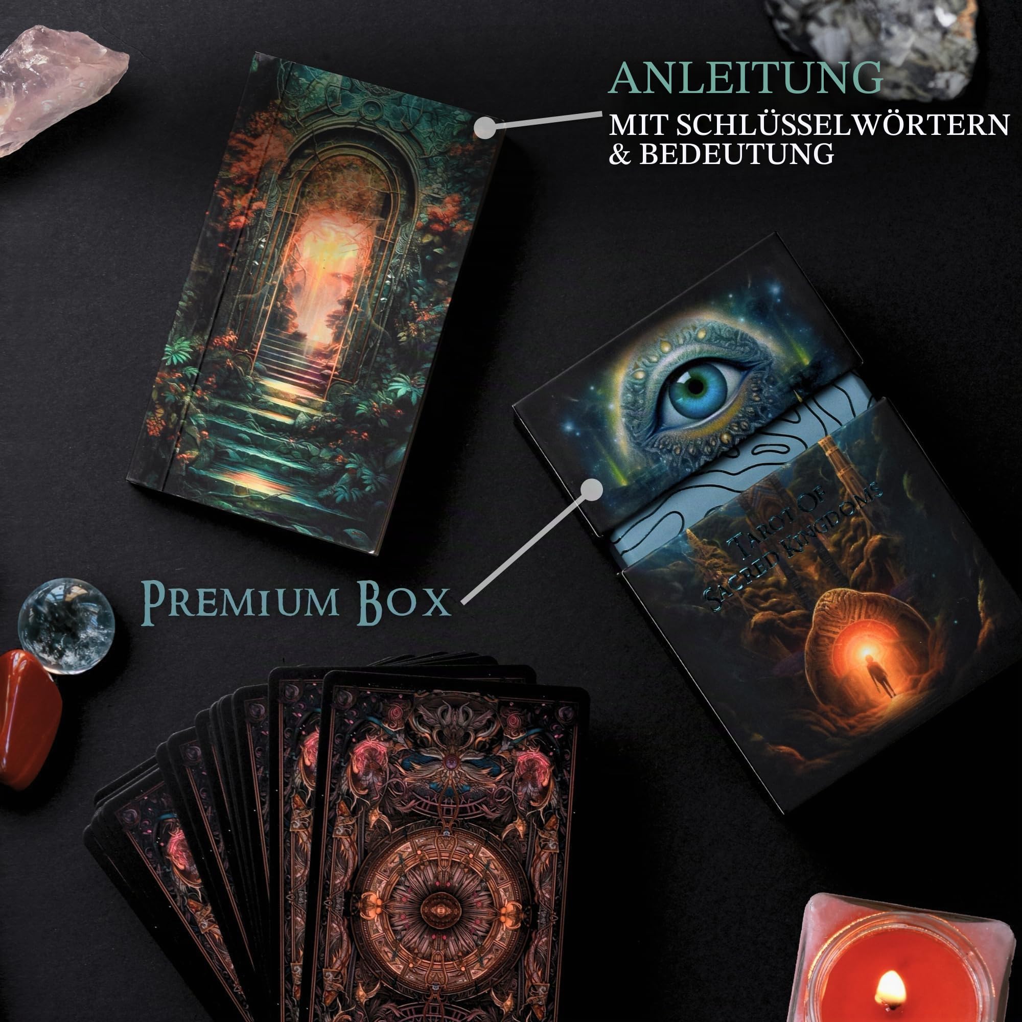 Earth Moon Magick: Tarotkarten - 78 Karten Tarot-Deck mit Ratgeber - Orakelkarten für spirituelle und Schattenarbeit, perfekt für Anfänger - Recyceltes und hochwertiges