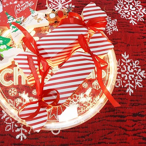 Miniatura 3 de DARENYI 50 cajas de dulces de Navidad, cajas vacías para dulces con cinta roja pequeñas cajas de dulces para dulces, chocolate, cajas de regalo de