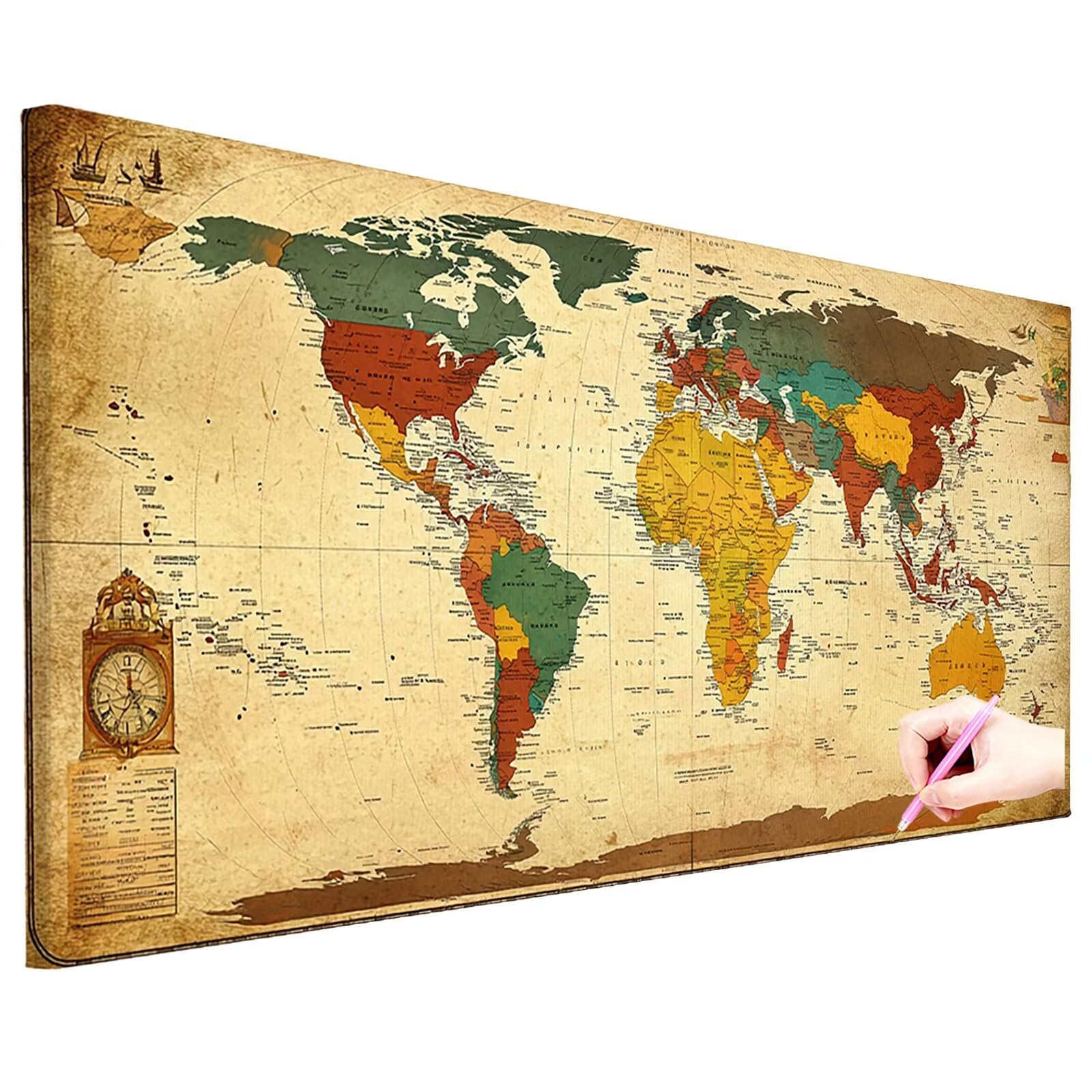 Zestawy artystyczne z diamentami w stylu retro, dla dorosłych, 150 x 60 cm, duży zestaw do malowania diamentami, mapa, sztuka dla dorosłych, DIY, pełne wiercenie, kryształ, klejnot, 5D, haft