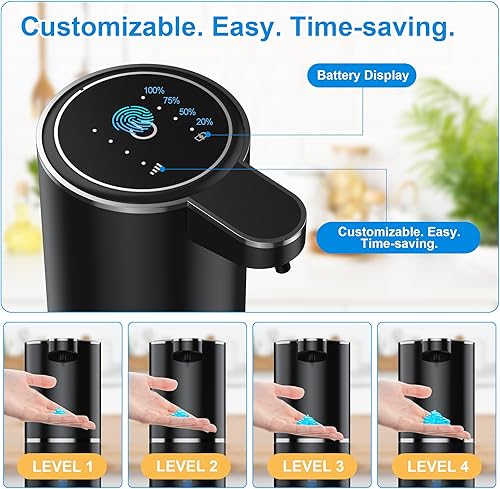 Miniatura 2 de Dispensador automático de jabón líquido sin contacto, dispensador automático de jabón líquido, 4 niveles de dispensación de jabón ajustables de 1200