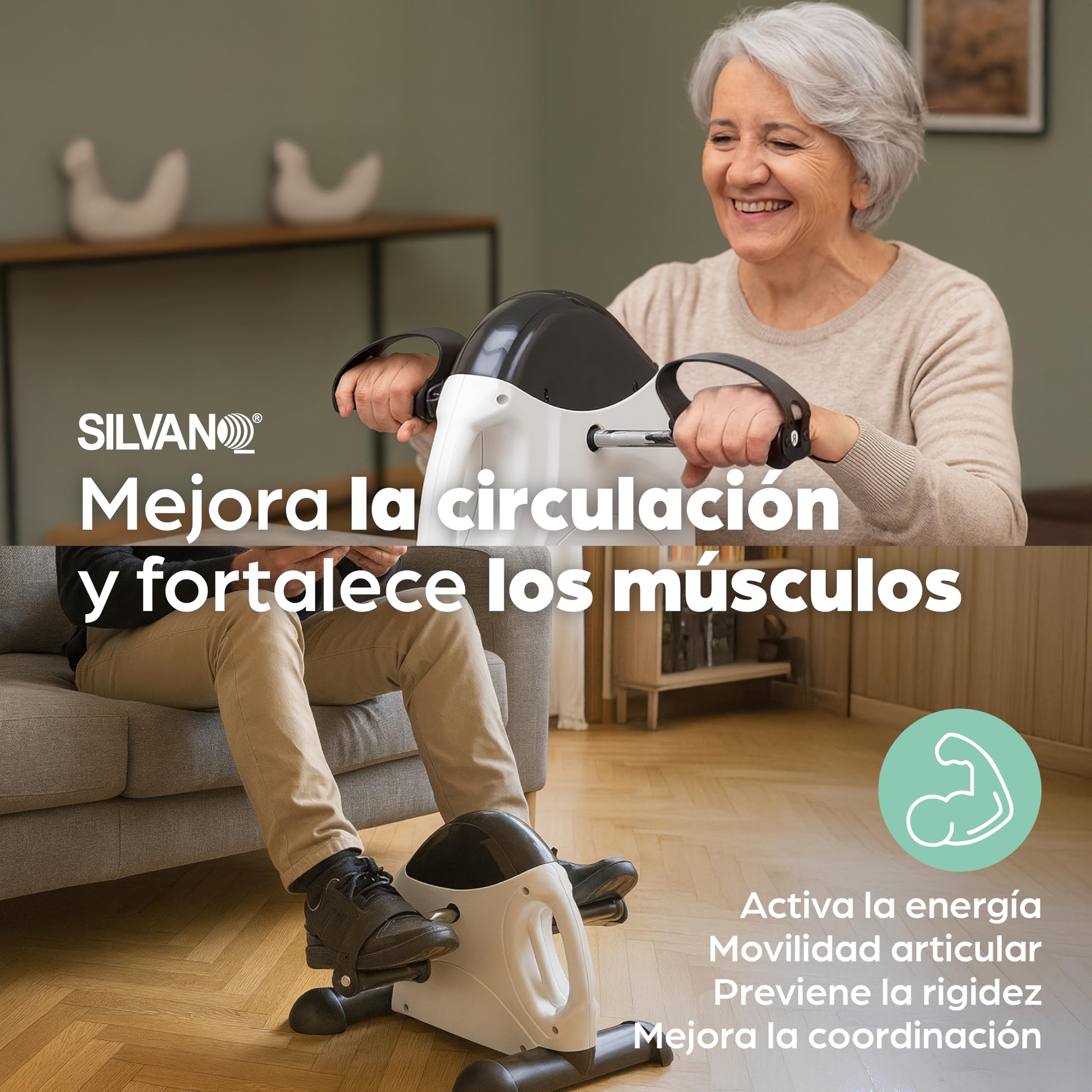 Pedales Estáticos Personas Mayores | Ejercicio en Casa | Pedaleador para Ancianos | Ejercitador de Piernas para Hacer Deporte Sentado | Mini Bicicleta de Gimnasia y Fisioterapia Fácil de Transportar