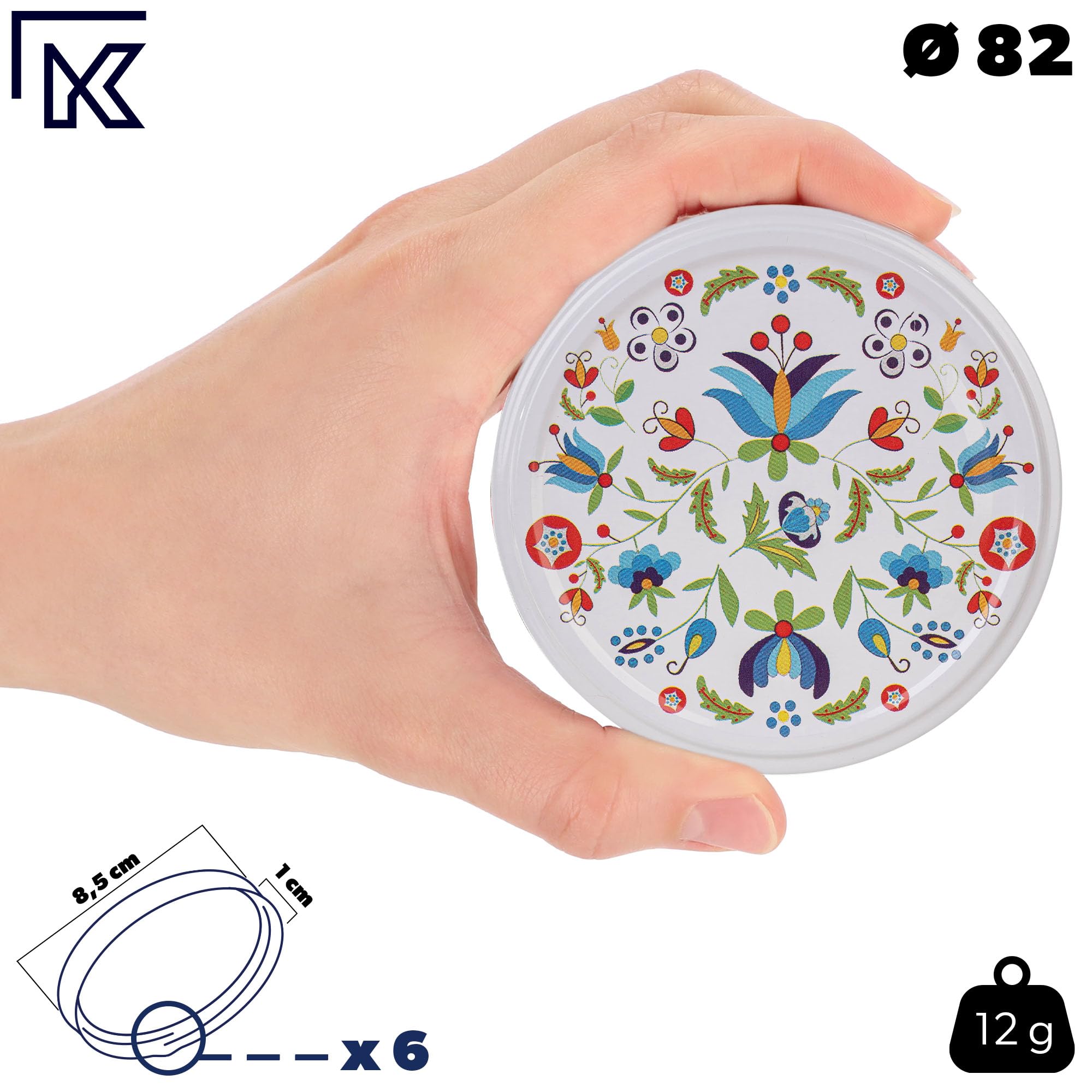 KADAX Schroefdeksel met diameter van 82 mm, metalen twist-off-deksel, reservedeksel voor inmaakpotten en weckpotten, deksel met 6 inkepingen (10 stuks, fruit