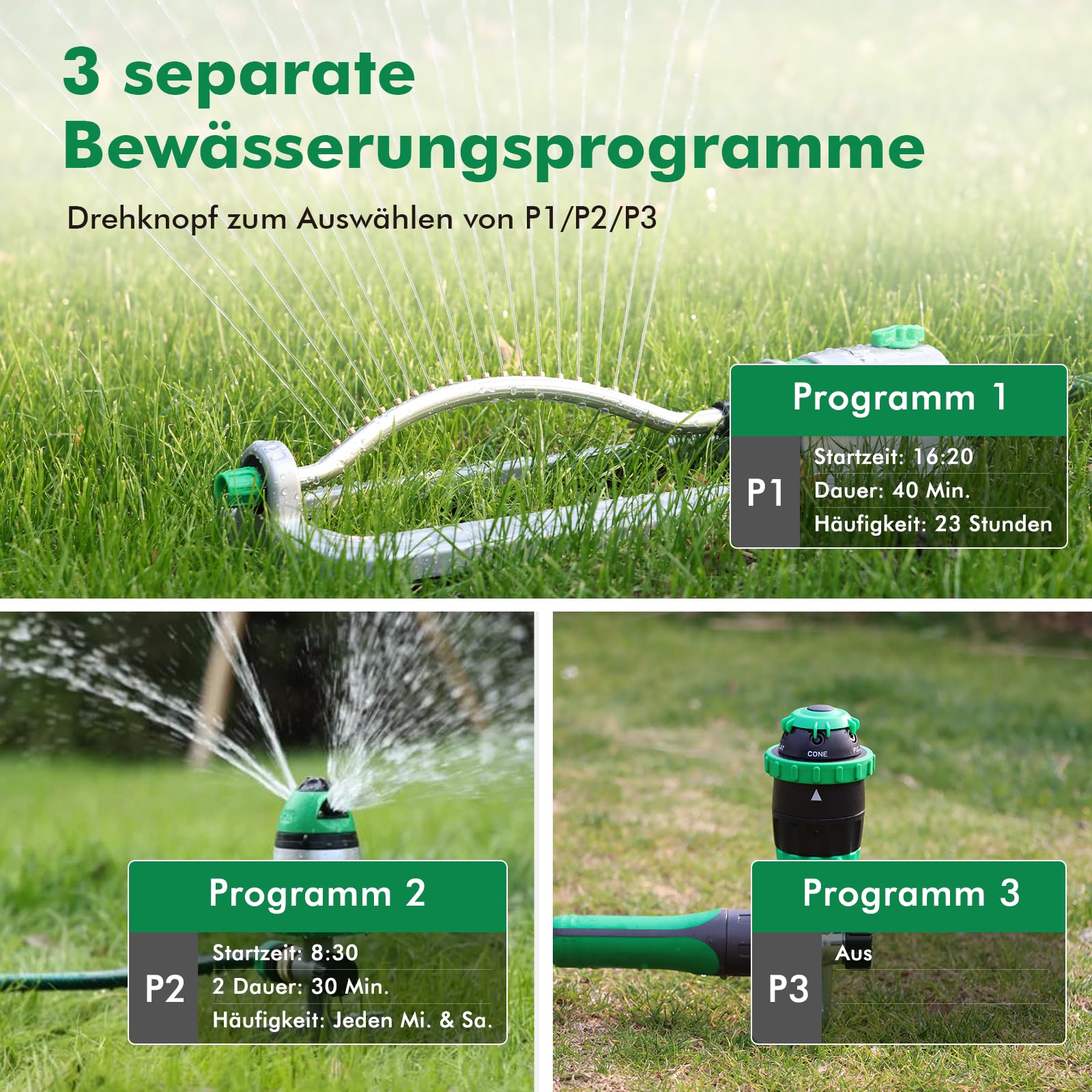 RESTMO Ordenador de riego RF de 2 zonas, temporizador de riego con mando a distancia | Automático/manual/retardo de lluvia, para manguera de jardín y grifo exterior, riego de césped