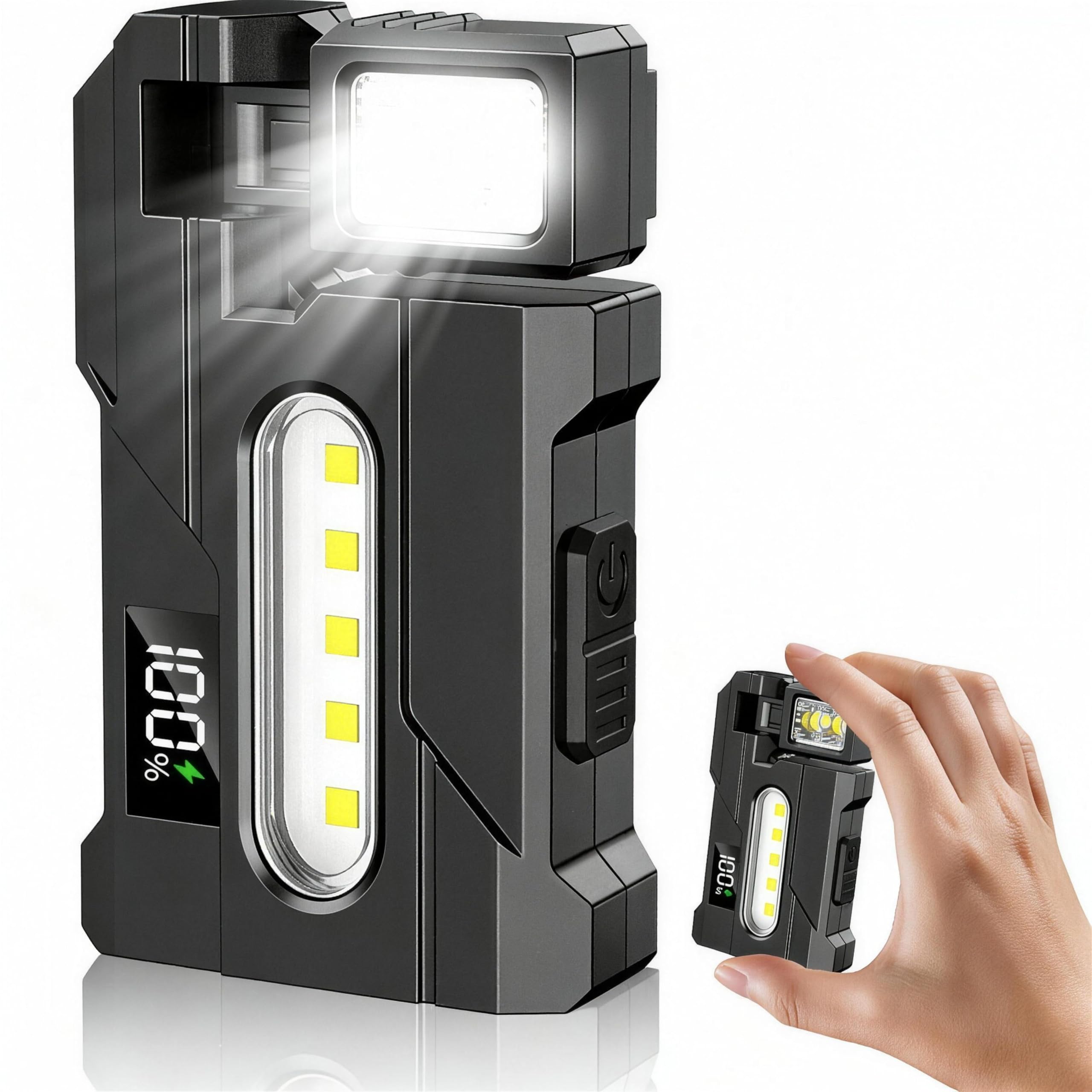 LETOUR led ワークライト 作業灯 マグネット付き 充電式 小型 270°角度調整可 整備ライト 残量表示 軽量67g 修理 工事 自動車整備 夜間作業 アウトドア 停電 緊急用