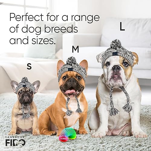 Miniatura 3 de Fabulous Fido Gorro de punto para perro  Sombrero de invierno para perro con agujeros para las orejas  Gorro de punto con pompones para perro con