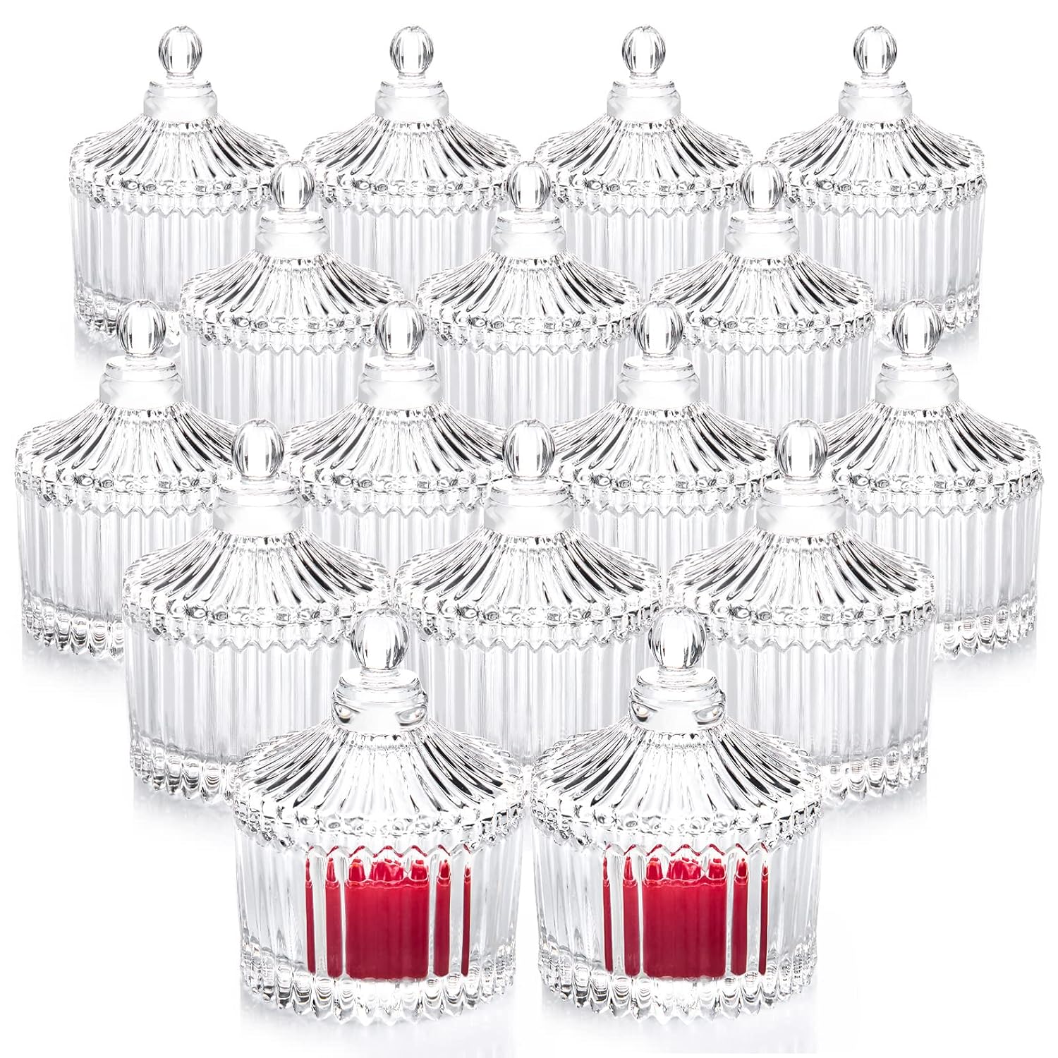 Buy Votive Candle Holders Set of 16, Glass Candle Jars with Lids