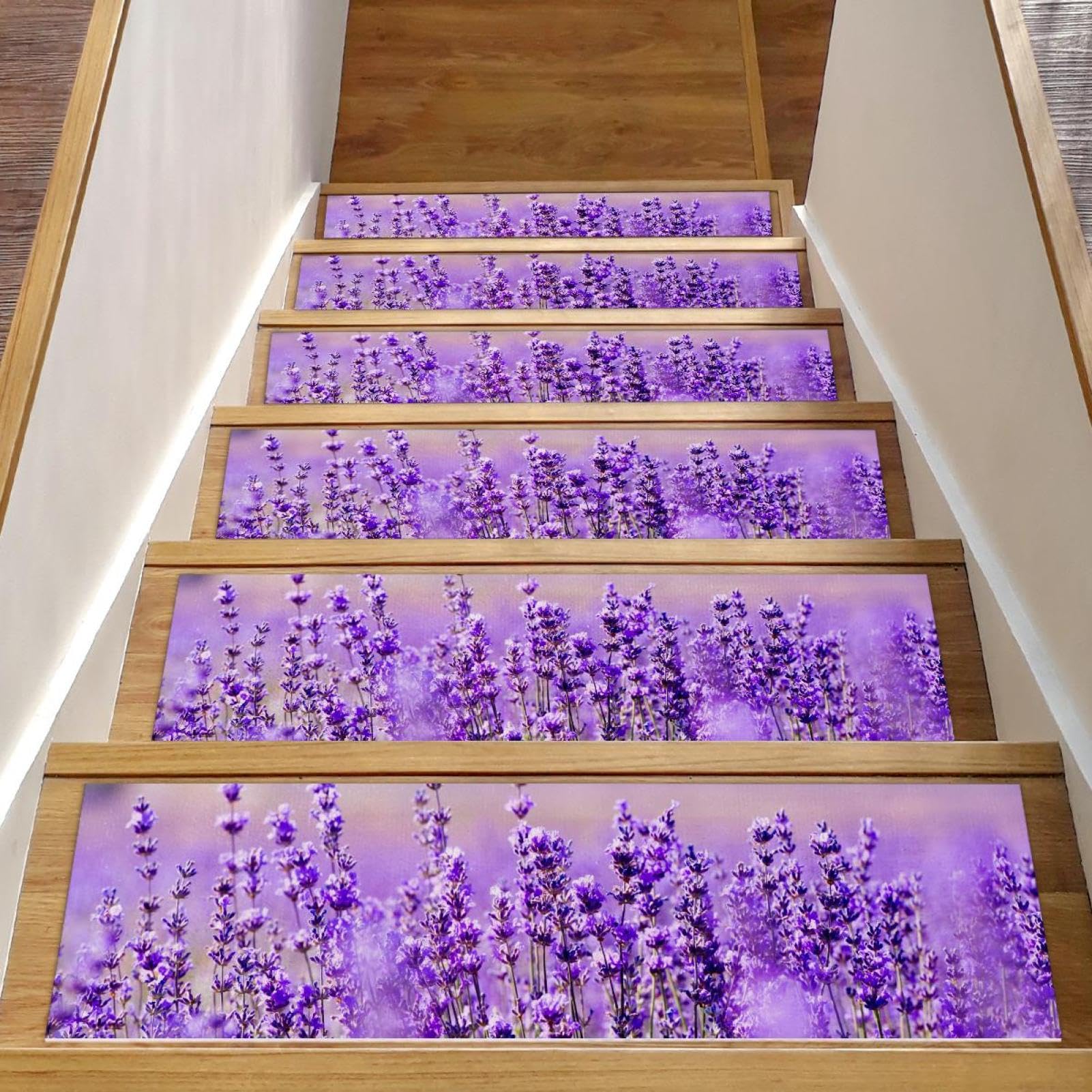 Tapis d'escalier antidérapants marches bois polyester TPE lavande