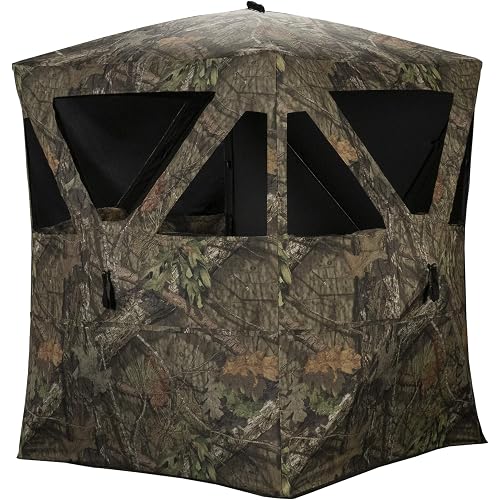 Rhino Blinds R100-MOC Tough 2 Person Outside Game Deer and Turkey Hunting Pop-Up Ground Blind, Breakup Country Camouflage