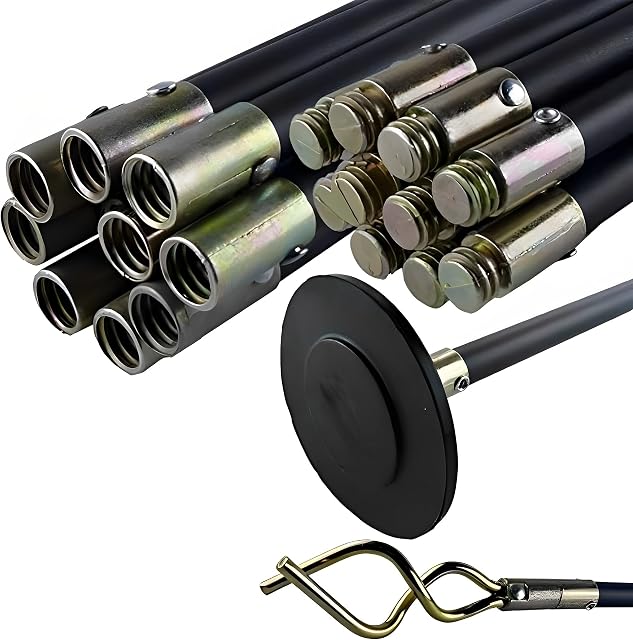 Unibos | Universal Drain Rod Set | Professional Drain Unblocker | Brass Rod Connectors | Polypropylene Rod | Drain Unblocker Tool | Drain Auger, Plunger & Worm Screw | 12pcs