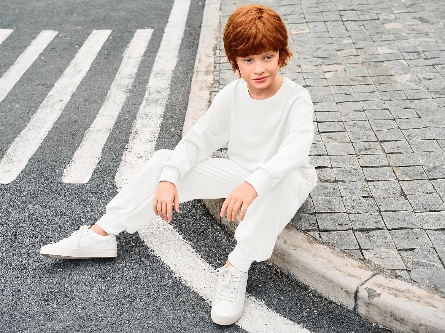 Haloumoning Boys 2 Piece Outfits Kids Sweatshirt Jogger Pants Sweatsuit Set