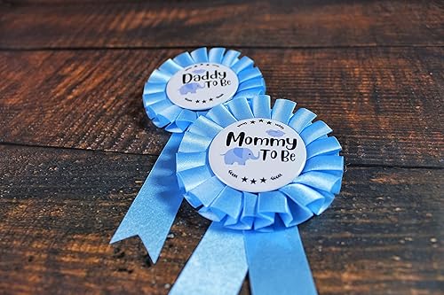 Miniatura 3 de HAPPYLAND - Decoración para baby shower, diseño de elefante azul bebé, placa de hojalata para mamá y papá