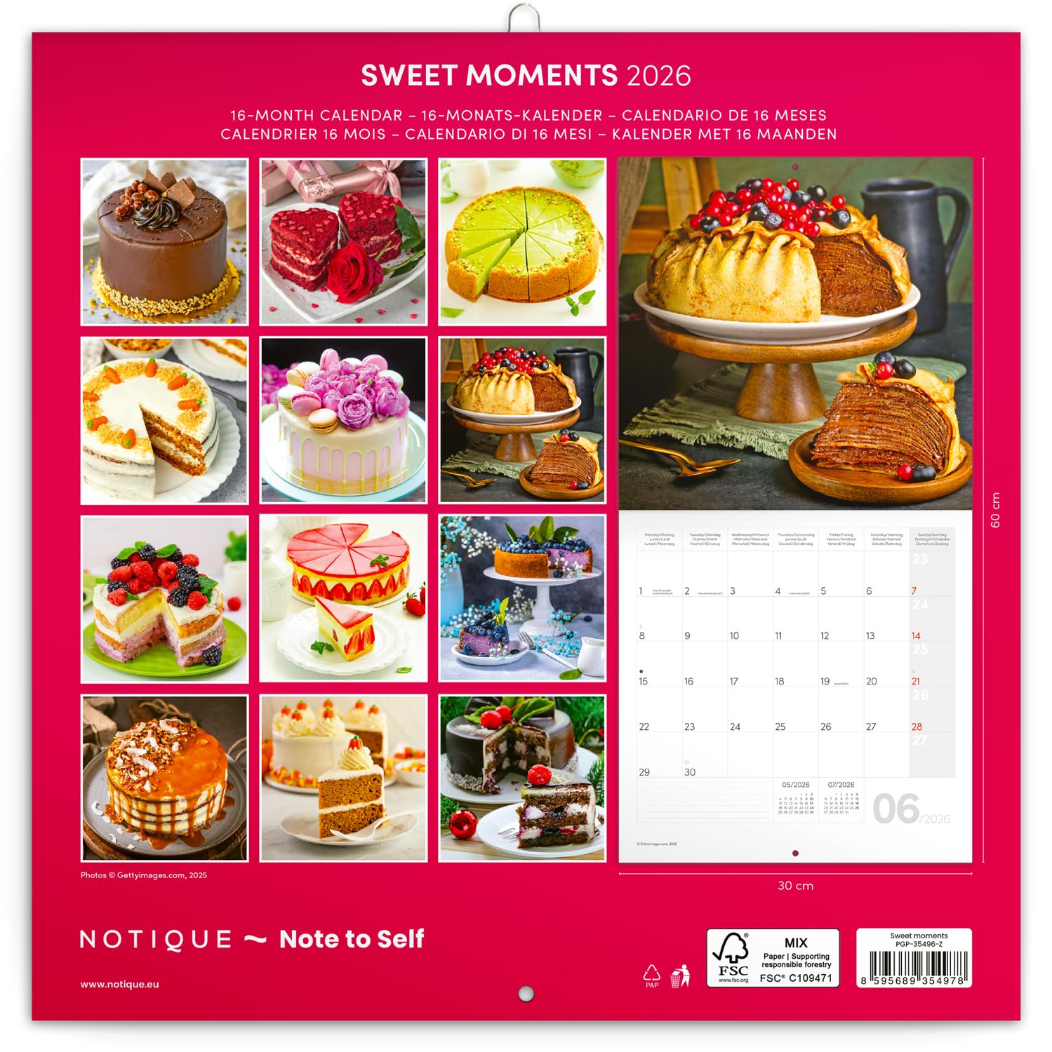 NOTIQUE Wall Calendar 2026 Sweet Moments Calendar, Brochure with Monthly Calendar 30 x 30 cm (30 x 60 Open) - Image 2