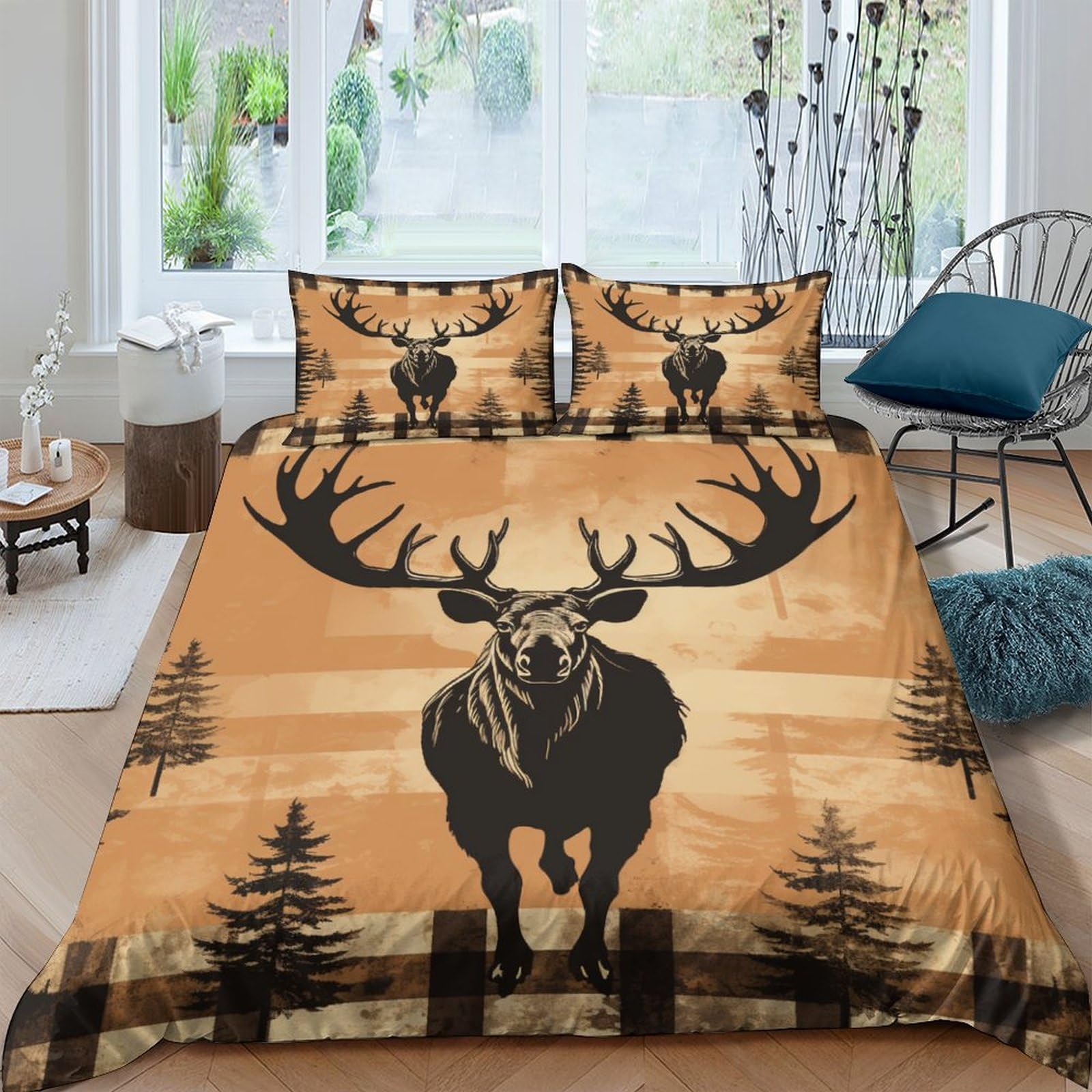 Housse de couette cerf anti-plis à fermeture éclair pour un lit toujours impeccable