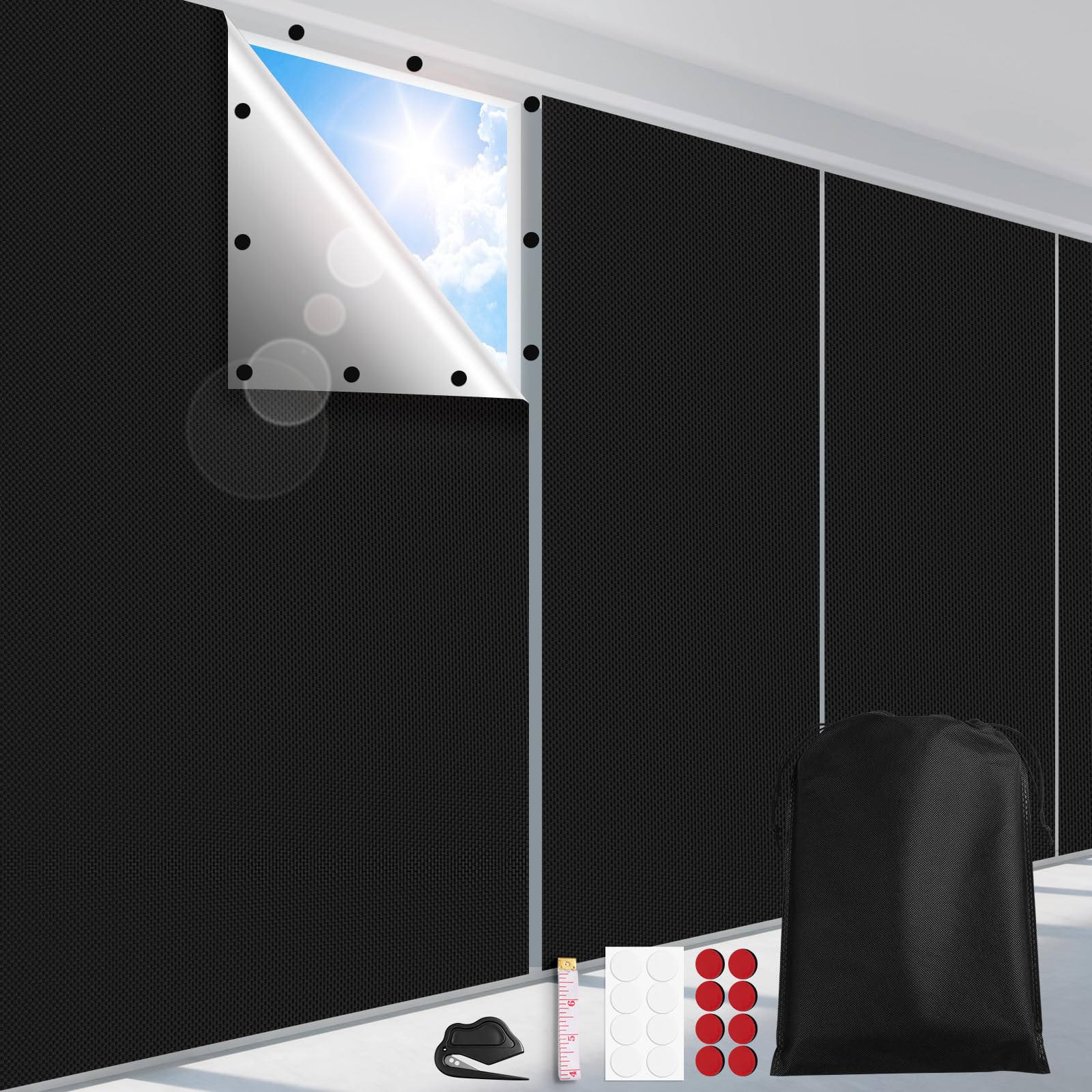 FADOTY 100% Blackout Curtains, 57"x 40" Portable Black Out Window Cover