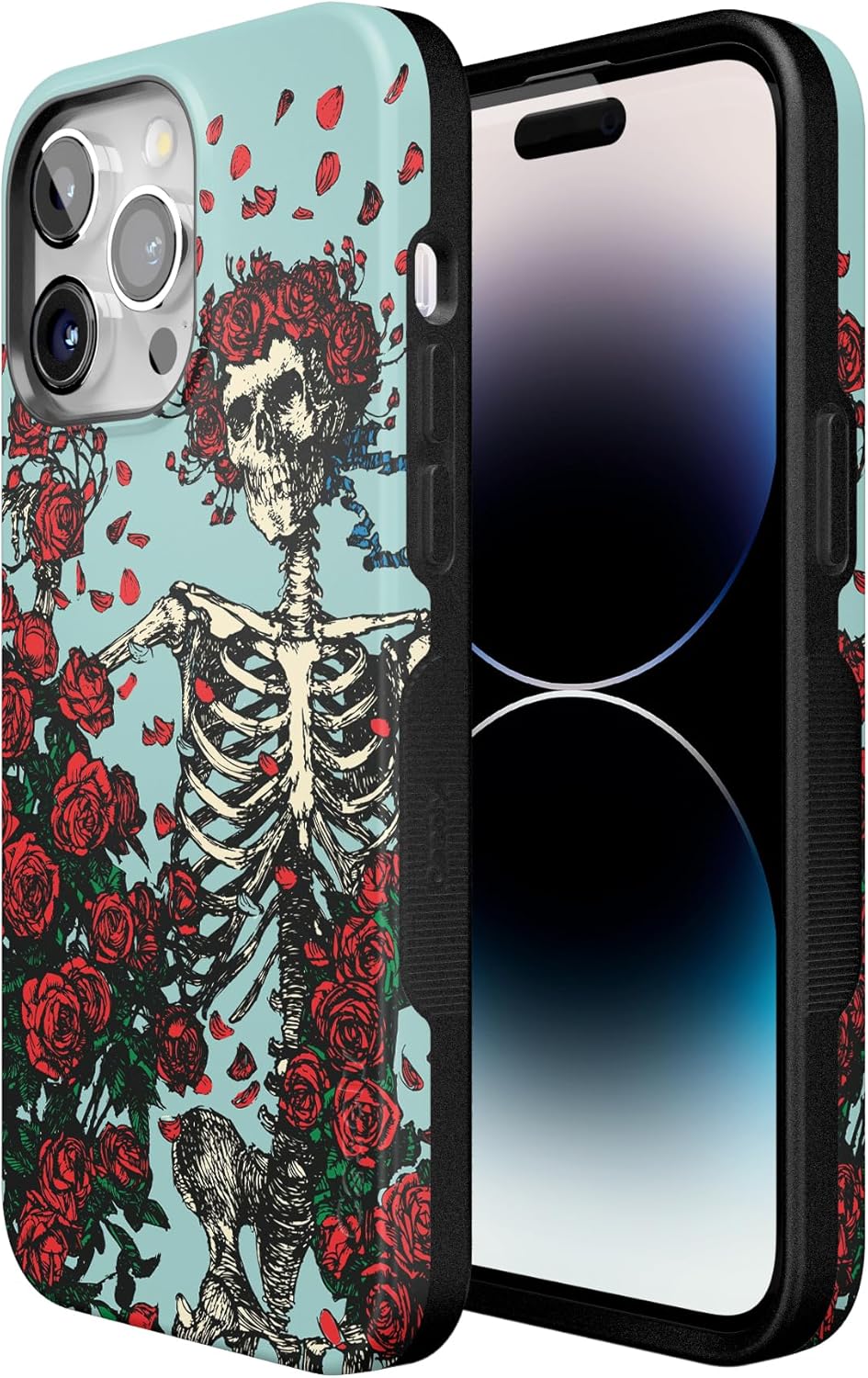 Casely iPhone 14 Pro Case | Forever Grateful | Grateful Dead Skeleton Floral | Bold Protective Design | Compatible with MagSafe - Image 2