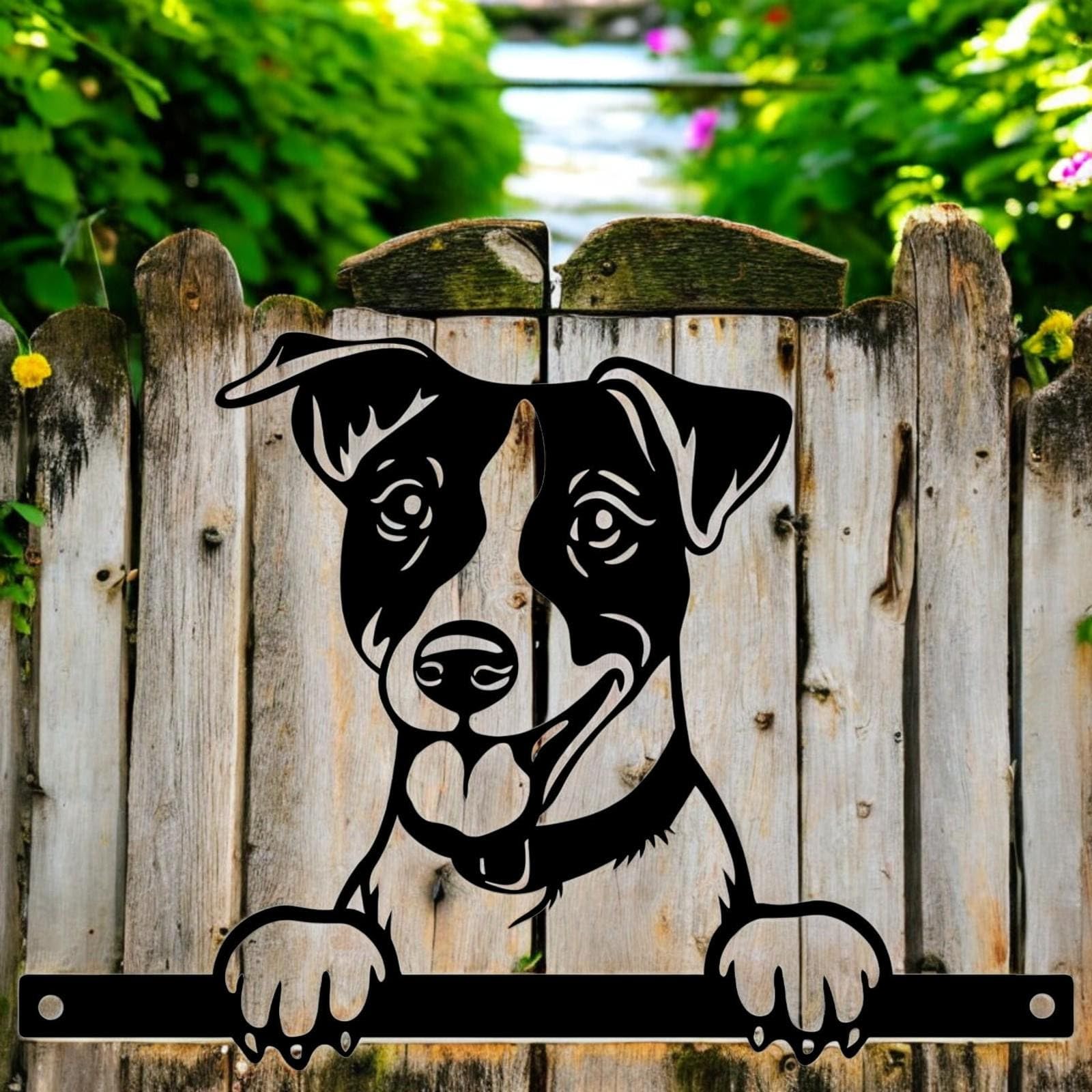 Epsom Door Handle Metal Jack Russell Peeking Dog Silhouette 22.5cm X 32cm Durable Outdoor Indoor Wall Art for Garden Fence or Home Décor