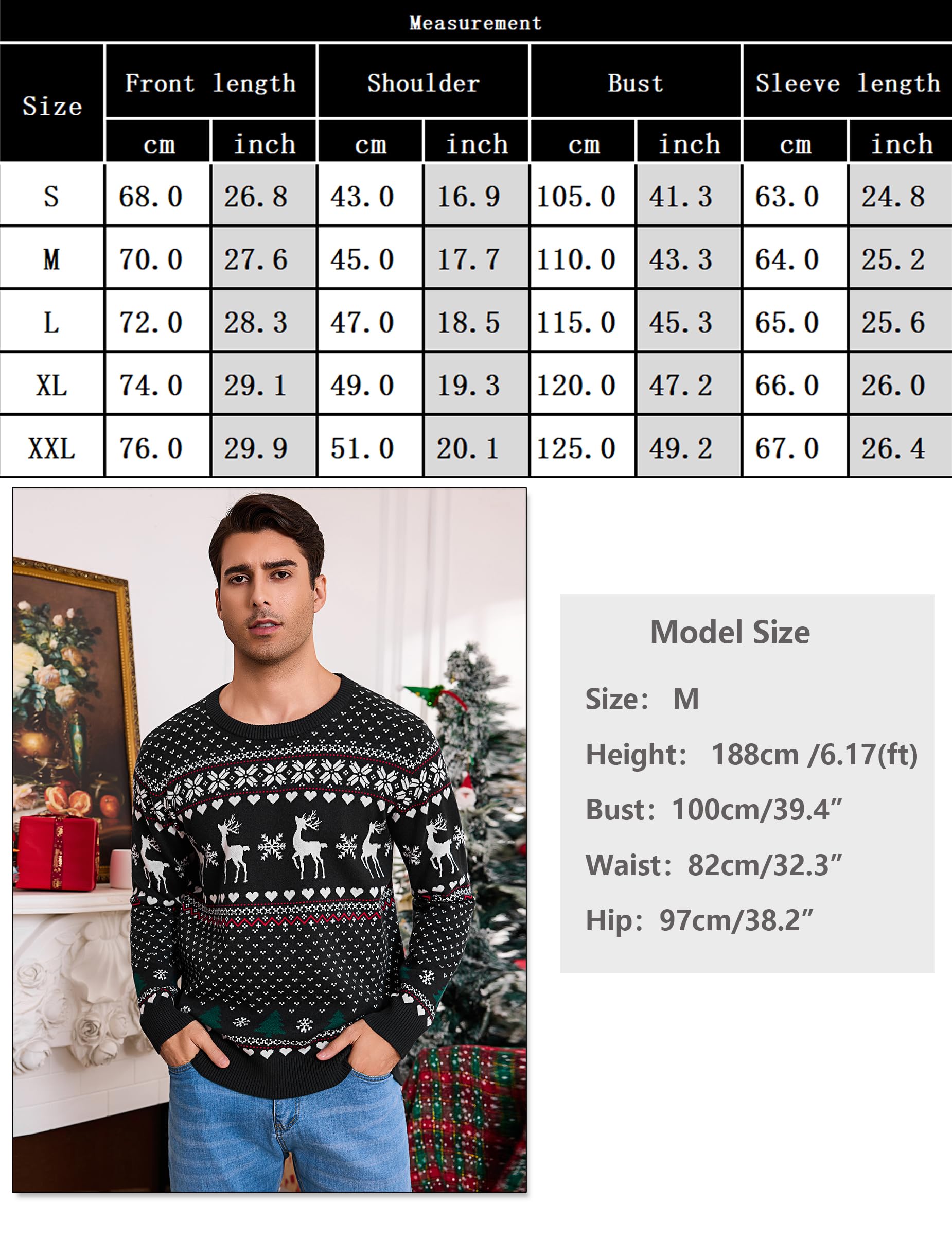Bresdk Weihnachtspullover Herren Weihnachtspulli Hässlich Ugly Christmas Sweater Rundhals Pullover Langarm Winter