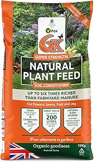 6X Natural Fibrous Fertiliser 1 x 15kg bag