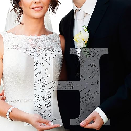 Miniatura 8 de 7Penn Letrero de acrílico gigante B, letras grandes de marquesina de 22 pulgadas para firmar, decoración única de monograma de libro de invitados de