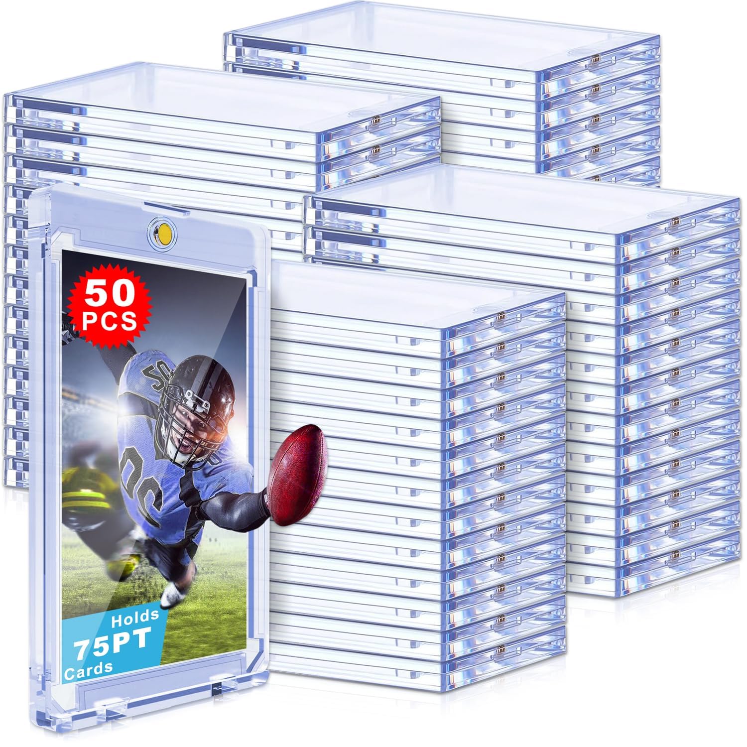 75pt Magnetic Card Holder, 20 Pack Clear Acrylic Trading Card Cases